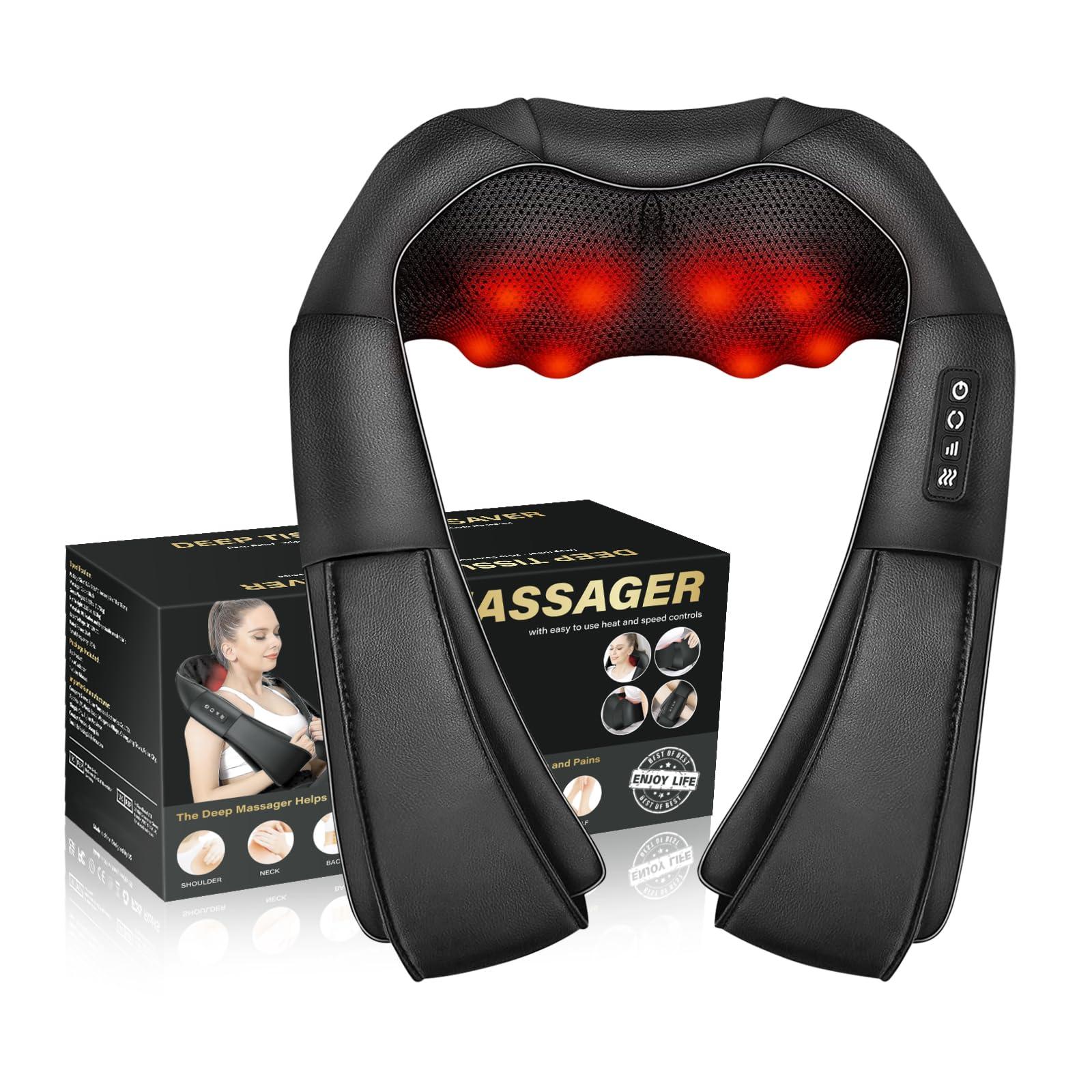 WERTYI Shiatsu Neck Massager, Electric Neck and Back Massager with Heat, 3D Kneading Massage Pillow for Back, Shoulder, Muscle Pain Relief, Office & Home & Car Use, Fits for Parents