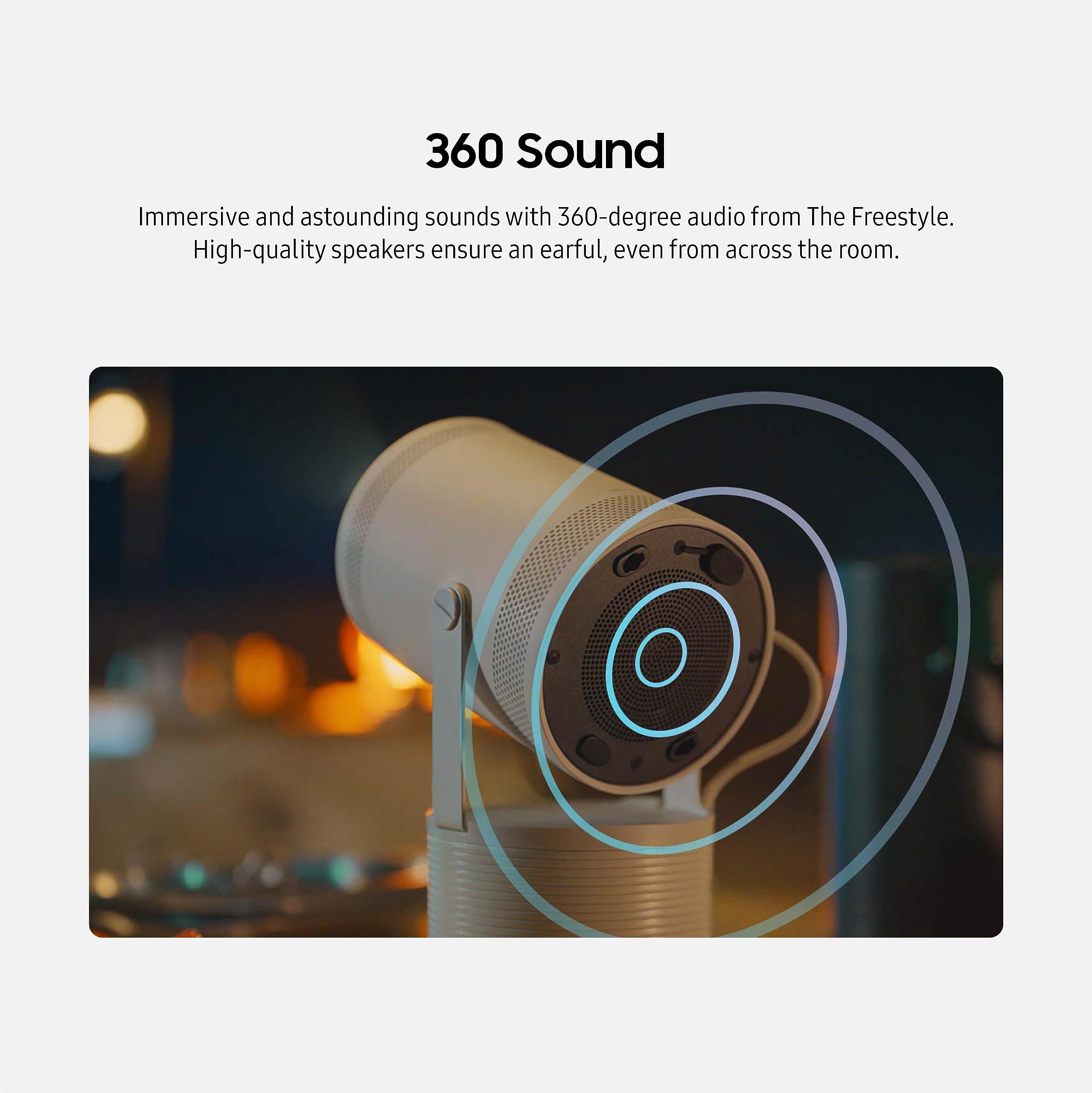 SAMSUNG 30” - 100” The Freestyle with Gaming Hub Smart Portable Projector, FHD, HDR, Big Screen Home Theater Experience, 360 Sound, SP-LFF3CLAXZA, 2023 Model (Renewed) - Image 4