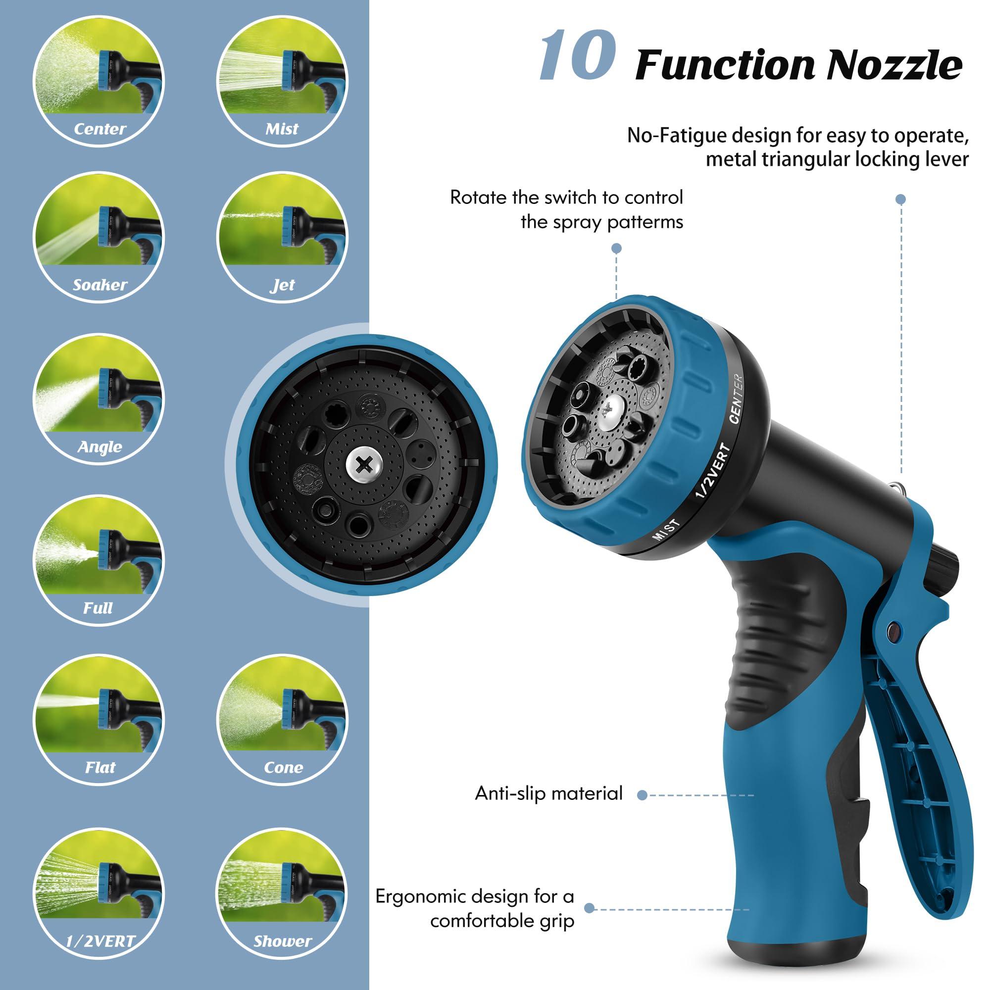 Advinski Garden Hose 100FT, Water Hose with 10 Function Nozzle, Garden Hose Metal with Leak-proof Connectors, No-Kink, Lightweight, Puncture-proof, Pet-proof, Sturdy, 550PSI, Hose for Outdoor, Yard - Image 3