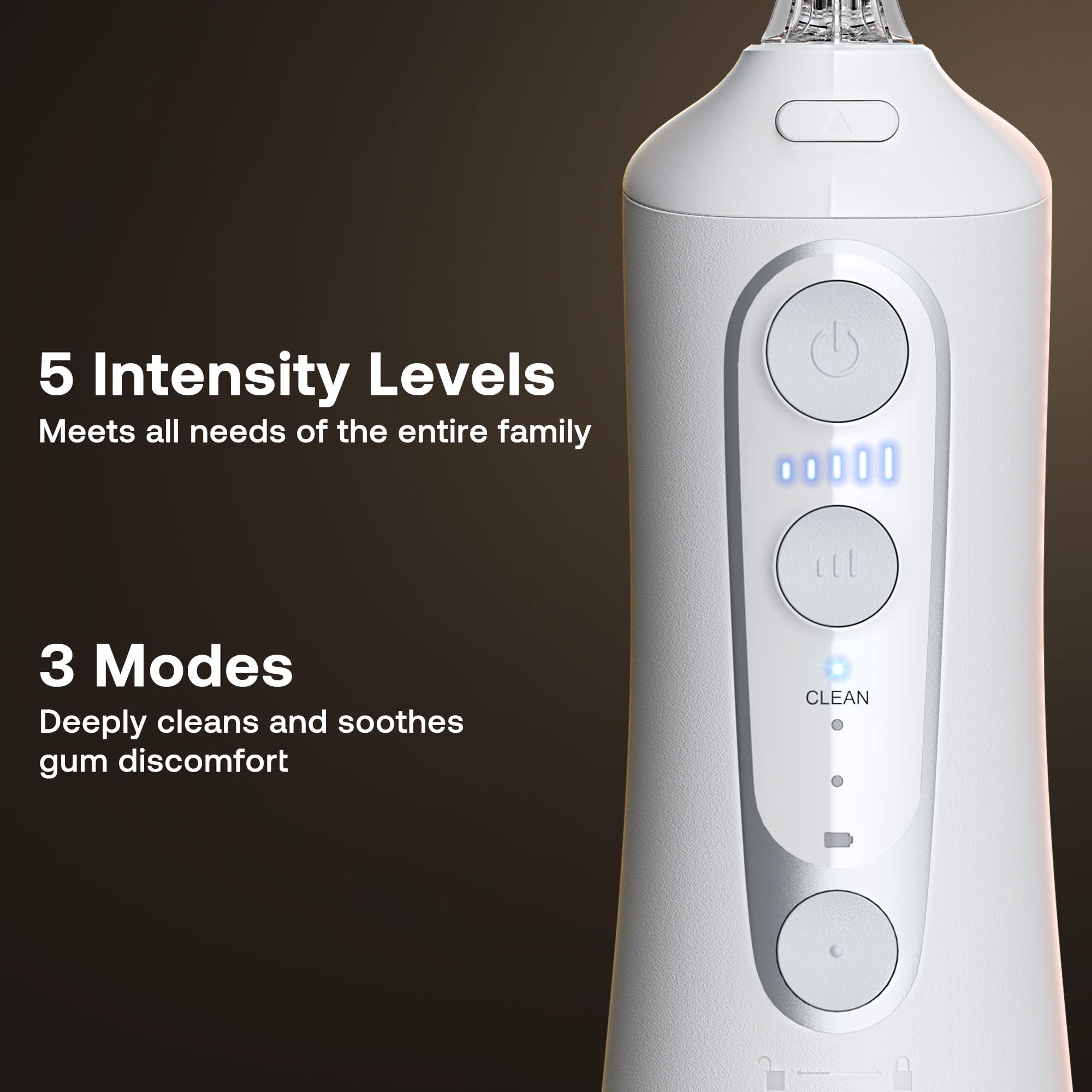 Bitvae Water Dental Flosser Teeth Pick, Cordless Flosser for Travel with 6 Jet Tips, 3 Modes 5 intensities, IPX7 Waterproof Portable & Rechargeable Oral Irrigator Cleaner, White - Image 4