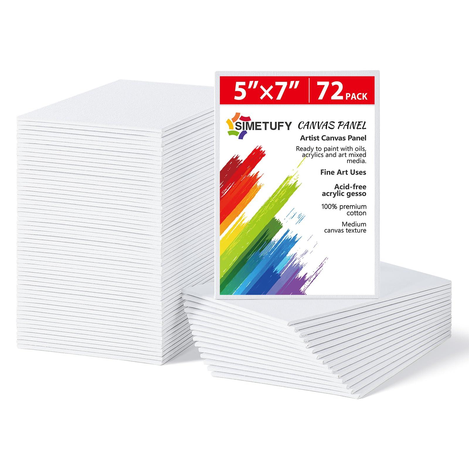 Simetufy 72 Pack Small Canvas Boards for Painting 5 x 7 inch, Flat Canvas Panels for Kids- Gesso Primed Acid-Free 100% Cotton for Acrylics Oil Watercolor Tempera Paints