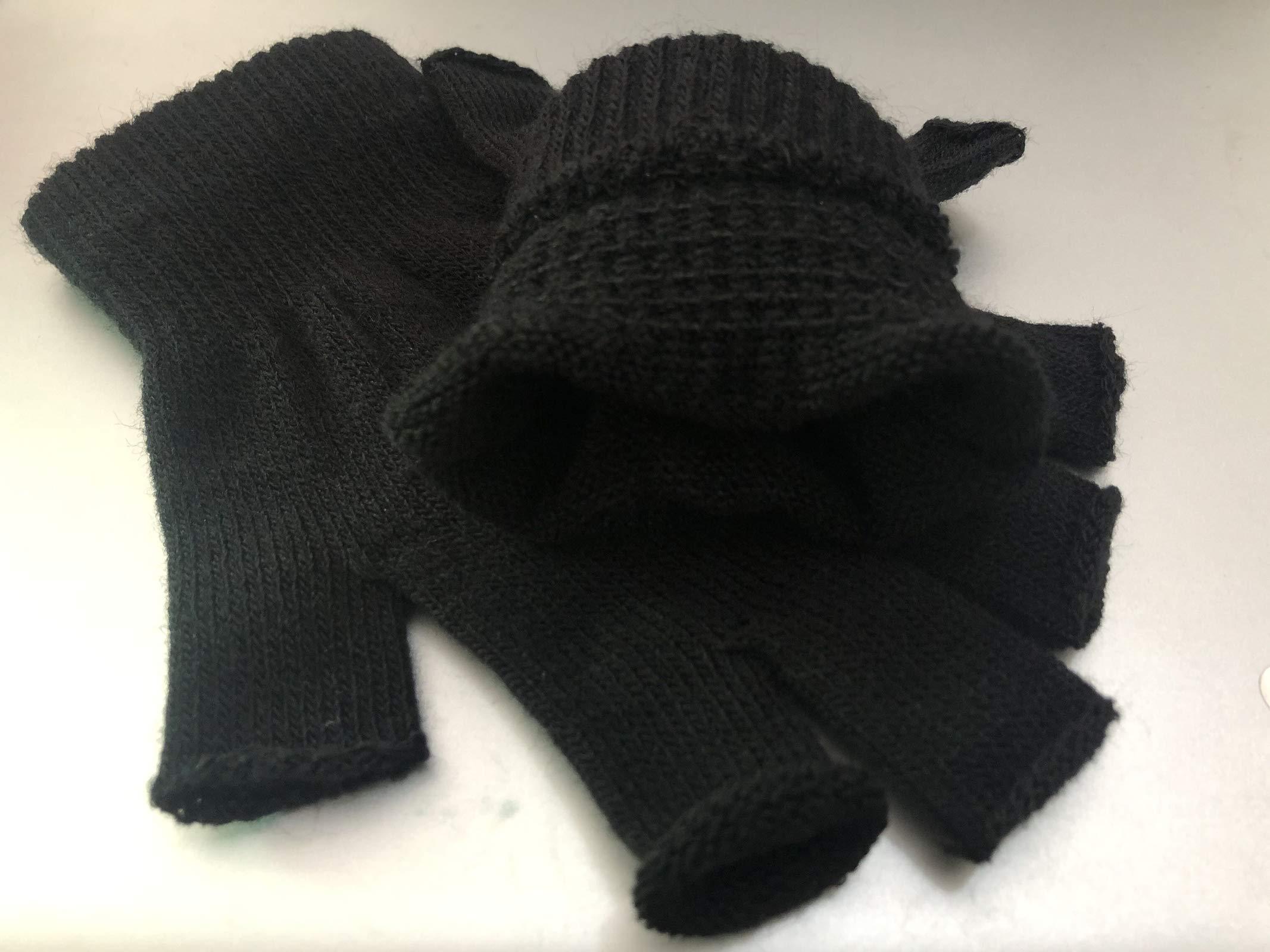 2 Pair Half Finger Gloves Winter Knit Touchscreen Warm Stretchy Mittens Fingerless Gloves in Common Size for Men and Women,black - Image 5