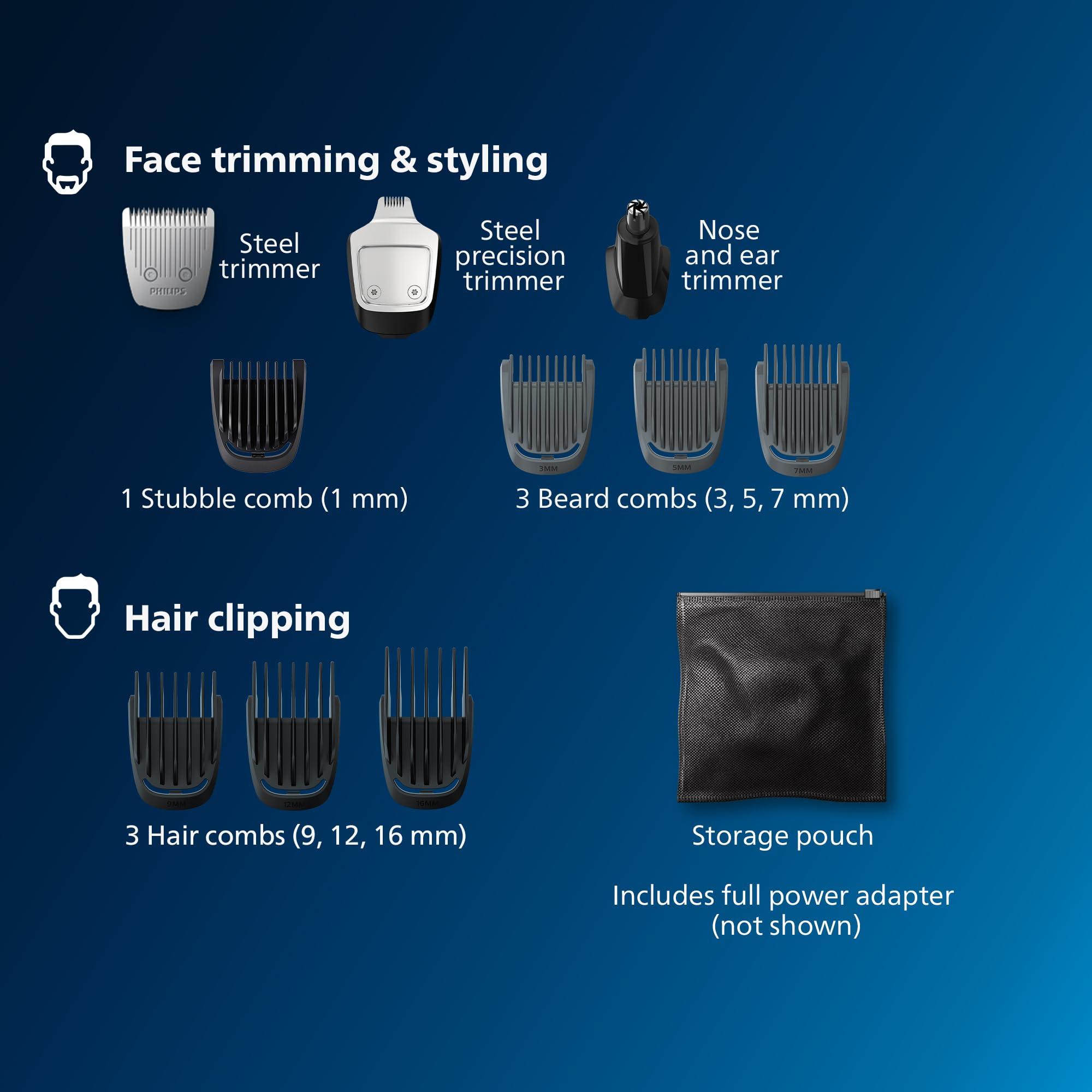 Philips Norelco Multi Groomer - 13 Piece Mens Grooming Kit for Beard, face, Nose, and Ear Hair Trimmer and Hair Clipper - NO Blade Oil Needed, MG3740/40 - Image 2