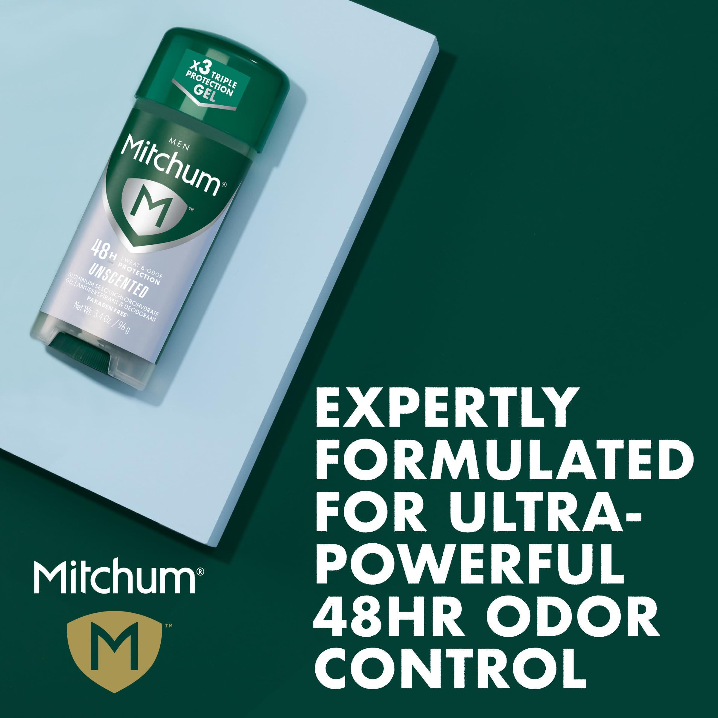 Mitchum Men's Deodorant, Antiperspirant, Triple Odor Defense Gel Stick, 48 Hr Protection, Dermatologist Tested, Alcohol Free, Unscented, 3.4 Oz (Pack of 2) - Image 2