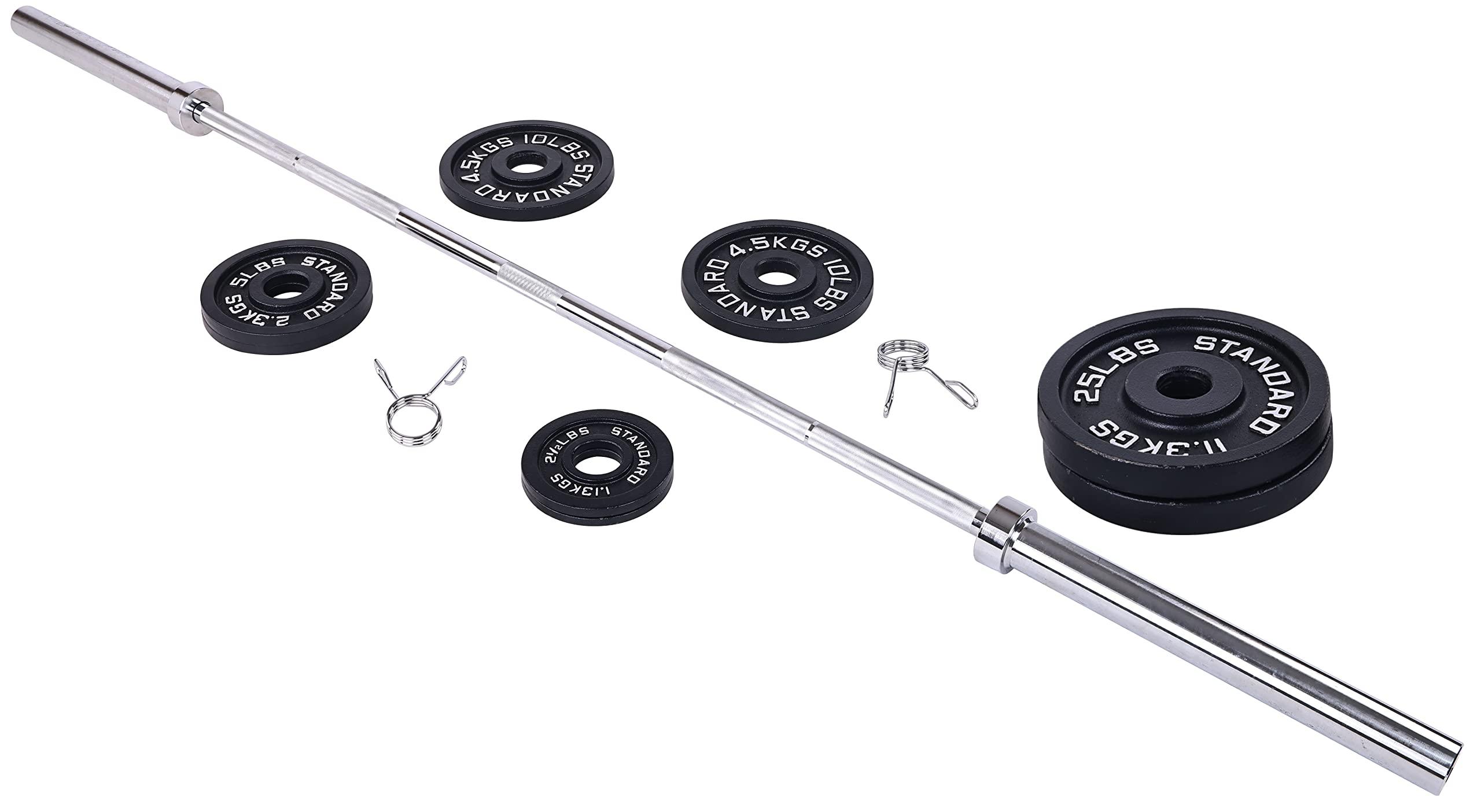 Signature Fitness Cast Iron Olympic 2-Inch Weight Plates Including 7FT Olympic Barbell, 130-Pound, 300-Pound or 325-Pound Set, Multiple Packages - Image 5