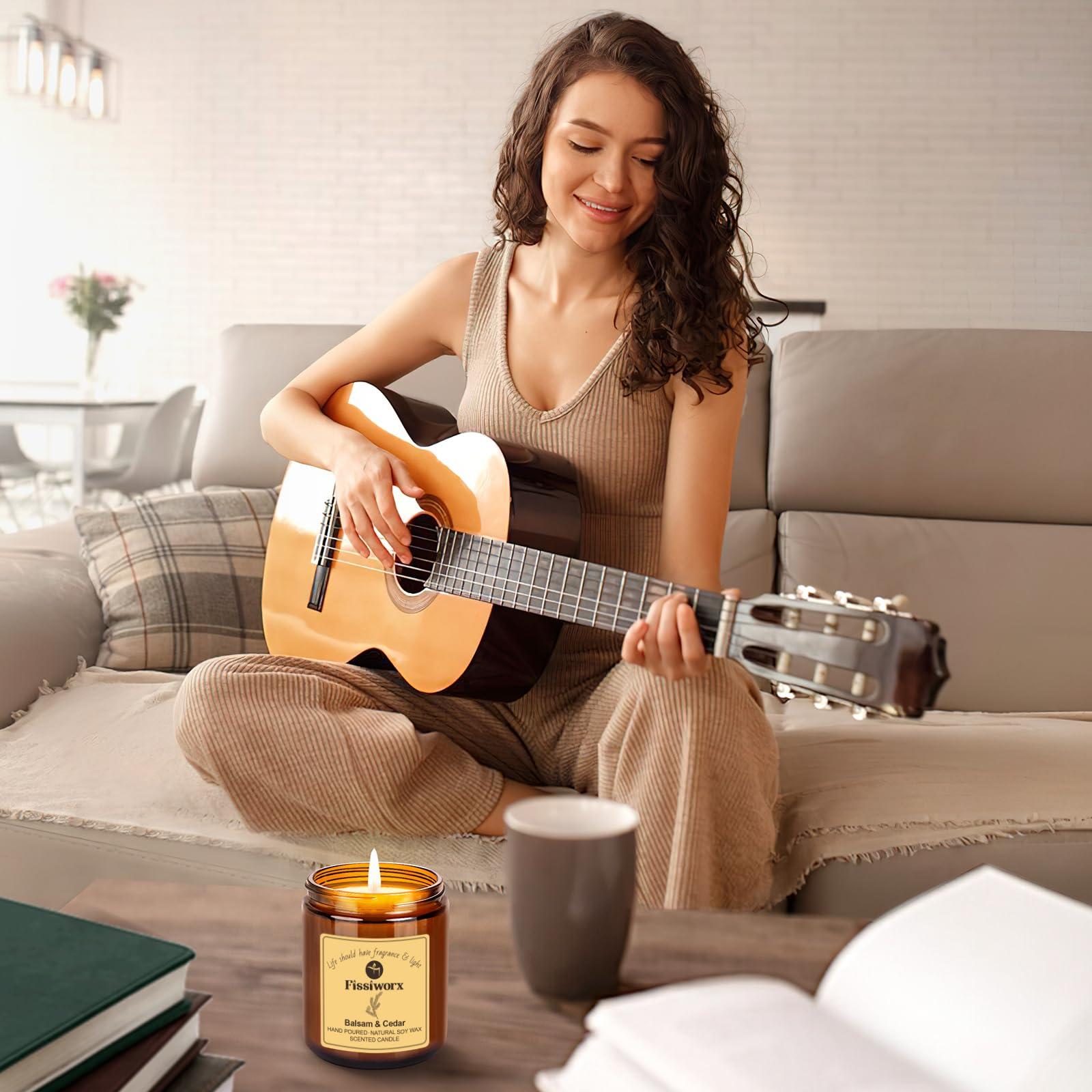 Fissiworx Vanilla Scented Candle Set 2 Pack, Candle for Home Scented, Odor Eliminating, Stress Relief, 15oz, 110 Hours Long Lasting Soy Wax Gift Set for Women - Image 8