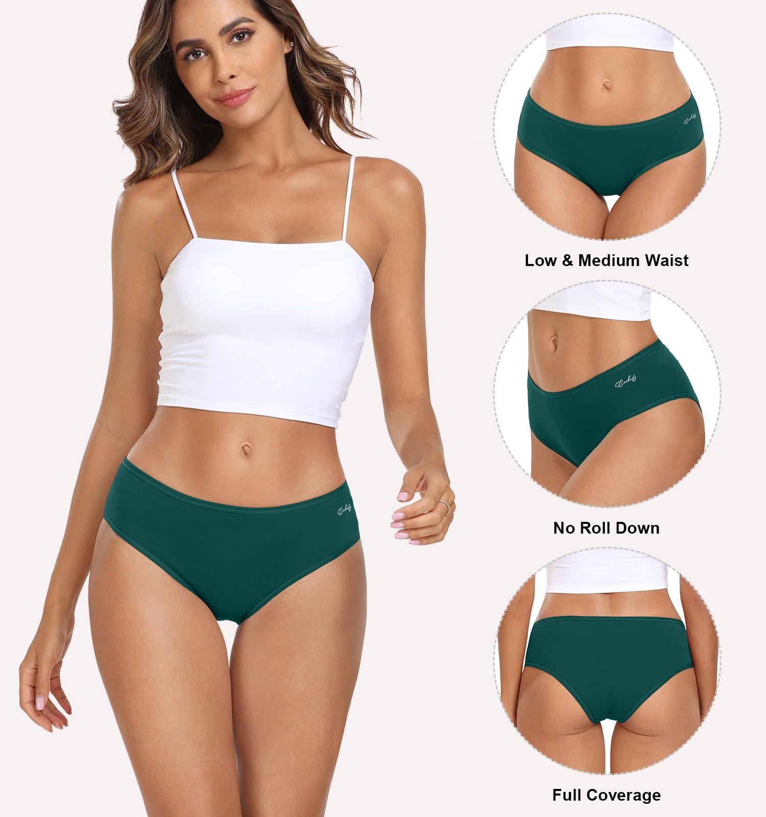 coskefy Women's Underwear Cotton Hipster Panties Low Rise Briefs Soft Strench Breathable Ladies Bikini Underwear 6 Pack - Image 2