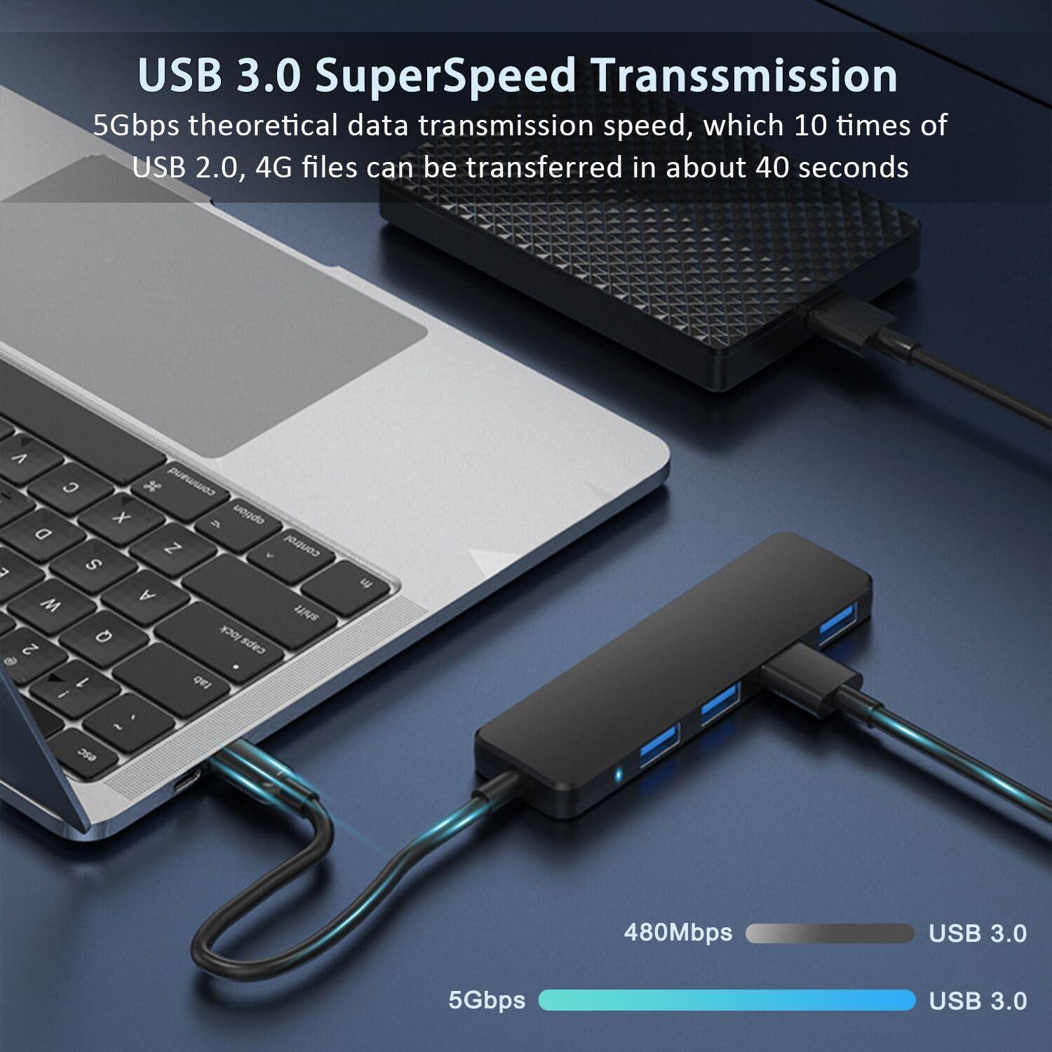 USB 3.0 Hub, VIENON 4-Port USB Hub USB Splitter USB Expander for Laptop, Xbox, Flash Drive, HDD, Console, Printer, Camera,Keyborad, Mouse(Not for Charging) - Image 3