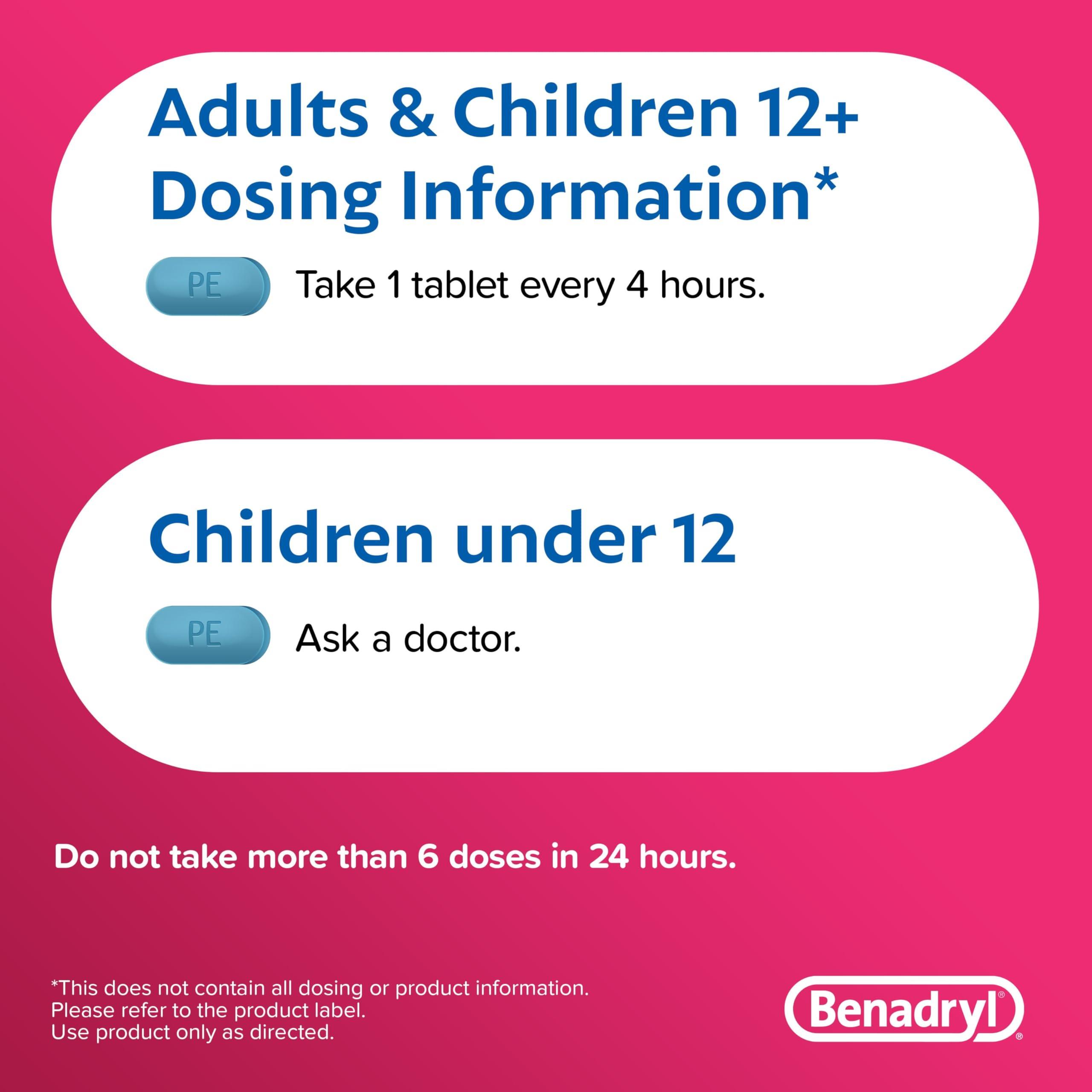 Benadryl Allergy Plus Congestion Ultratabs, Medicine with Diphenhydramine HCl Antihistamine & Phenylephrine HCl Nasal Decongestant, Allergy & Sinus Congestion Relief Tablets, 24 ct - Image 5