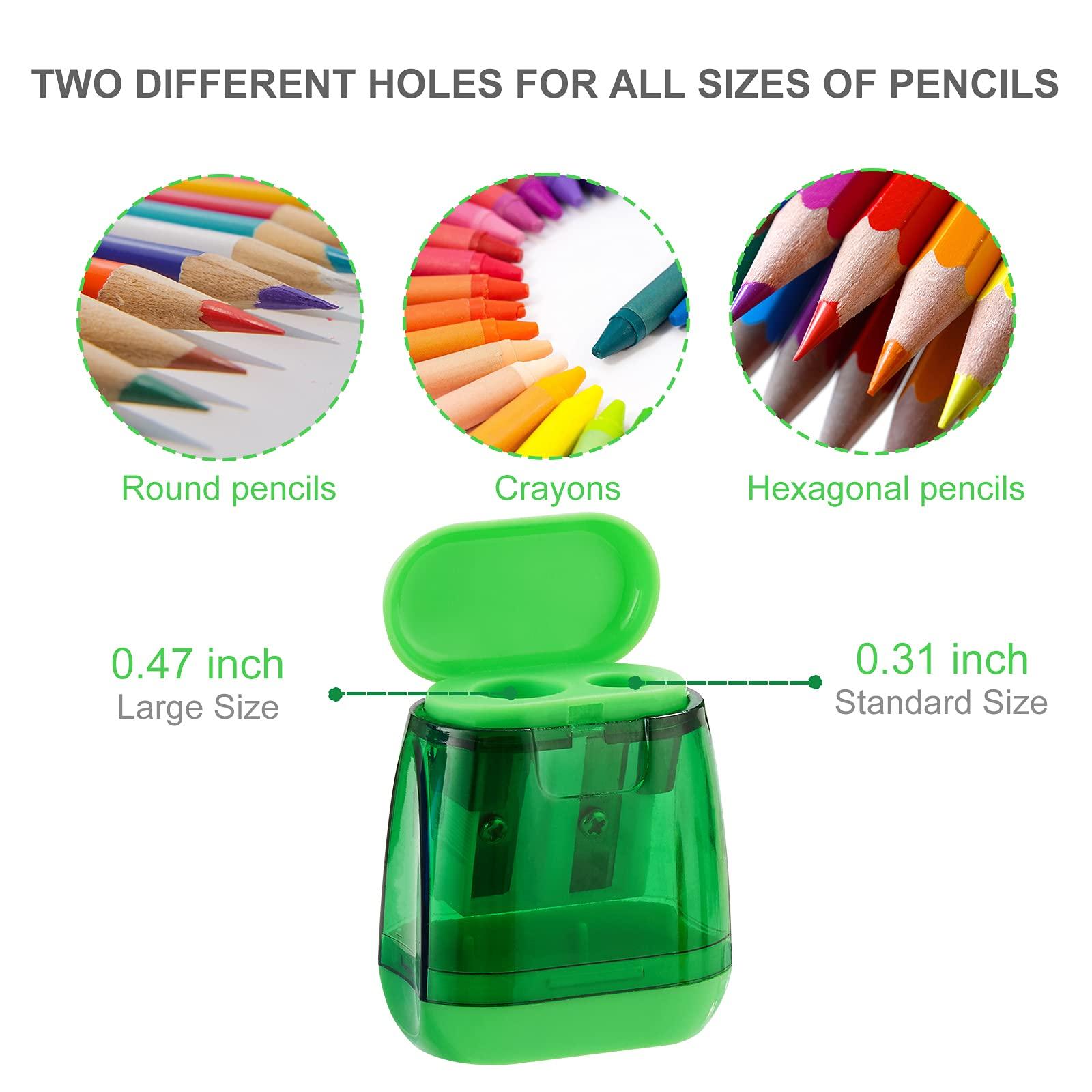 Sonuimy Pencil Sharpeners, 4 Pcs Pencil Sharpeners Manual,Dual Holes Compact Colored Handheld Pencil Sharpener for Kids with Lid Adults Students School Class Home Office (Covered) - Image 2