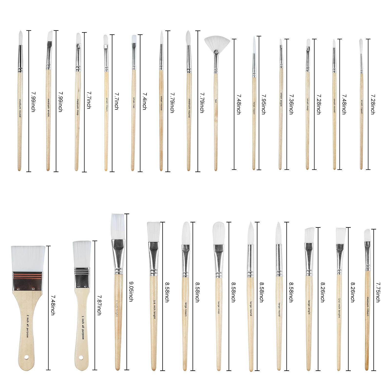 Paint Brushes Set of 24 Pieces Wooden Handles Brushes with Canvas Brush Case, Professional for Oil, Acrylic and Watercolor Painting - Image 3