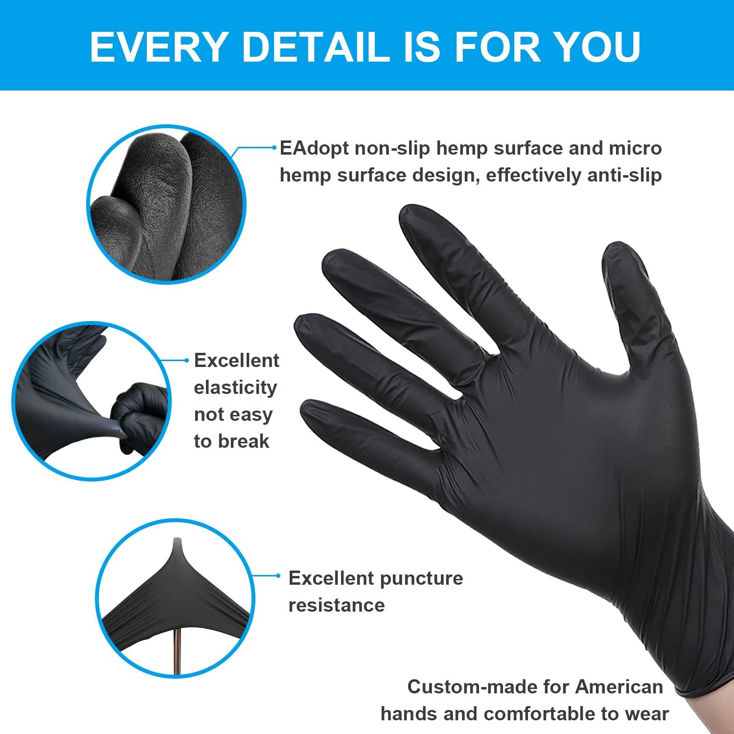 FINITEX - Black Nitrile Disposable Gloves, Exam Gloves, Powder-free, Latex-free, 3mil, Case of 10 Boxes - Image 3