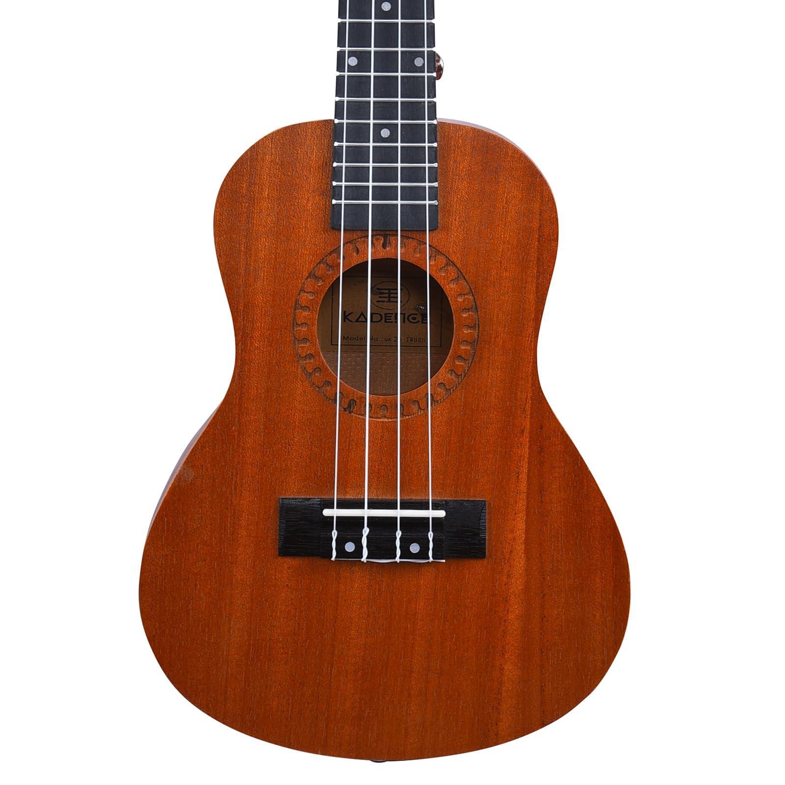 Kadence Concert Ukulele 23" Spring Summer Collection of Ukuleles- Matt Finish with Strap & Bag (Cinnamon Brown) - Image 3