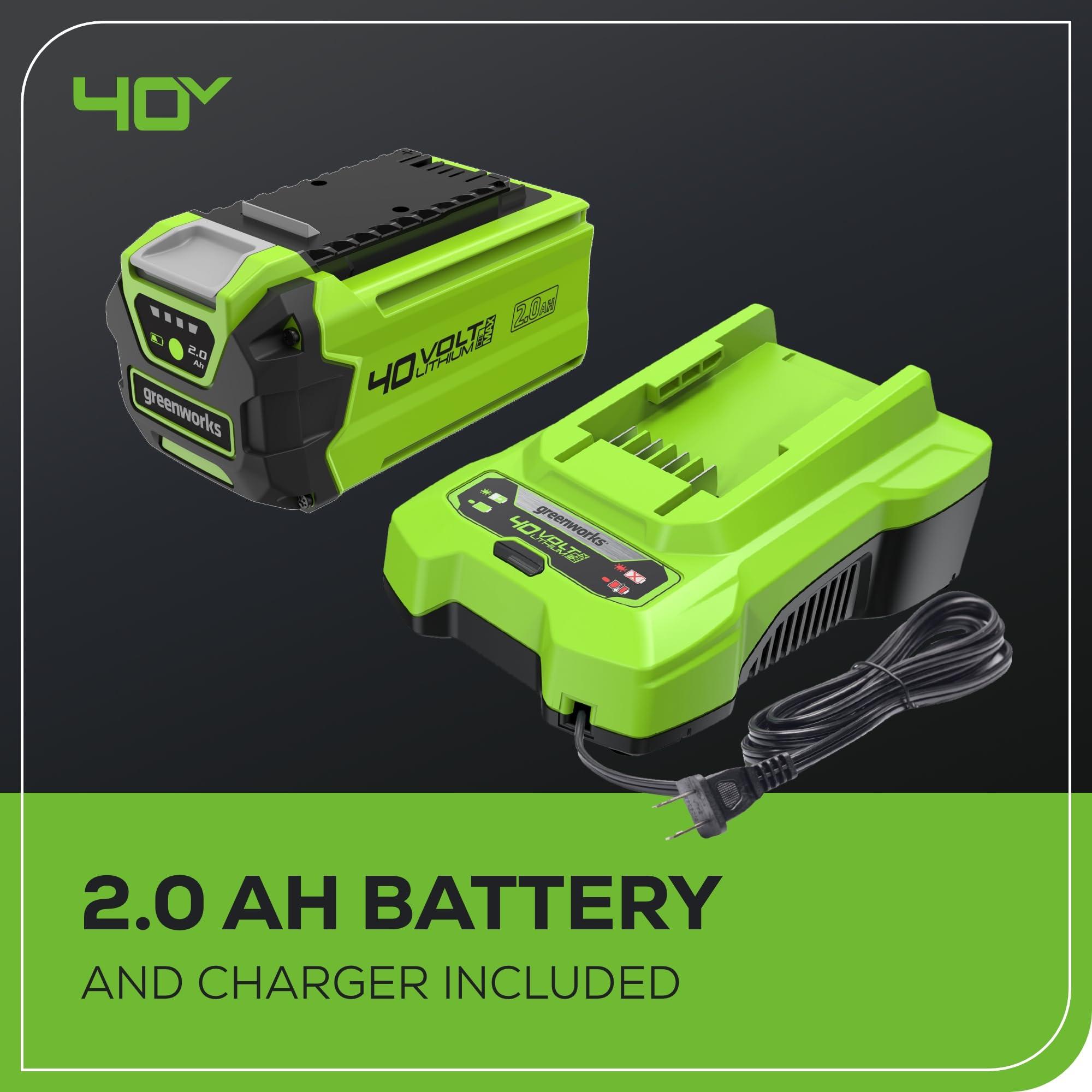 Greenworks 40V Leaf Blower/Sweeper, 150 MPH, Lightweight, Quiet, with 2.0 Ah Battery and Charger, Perfect for Residential Lawn Care, Leaf Blowing Debris, Dust, Light Snow, and More - Image 7