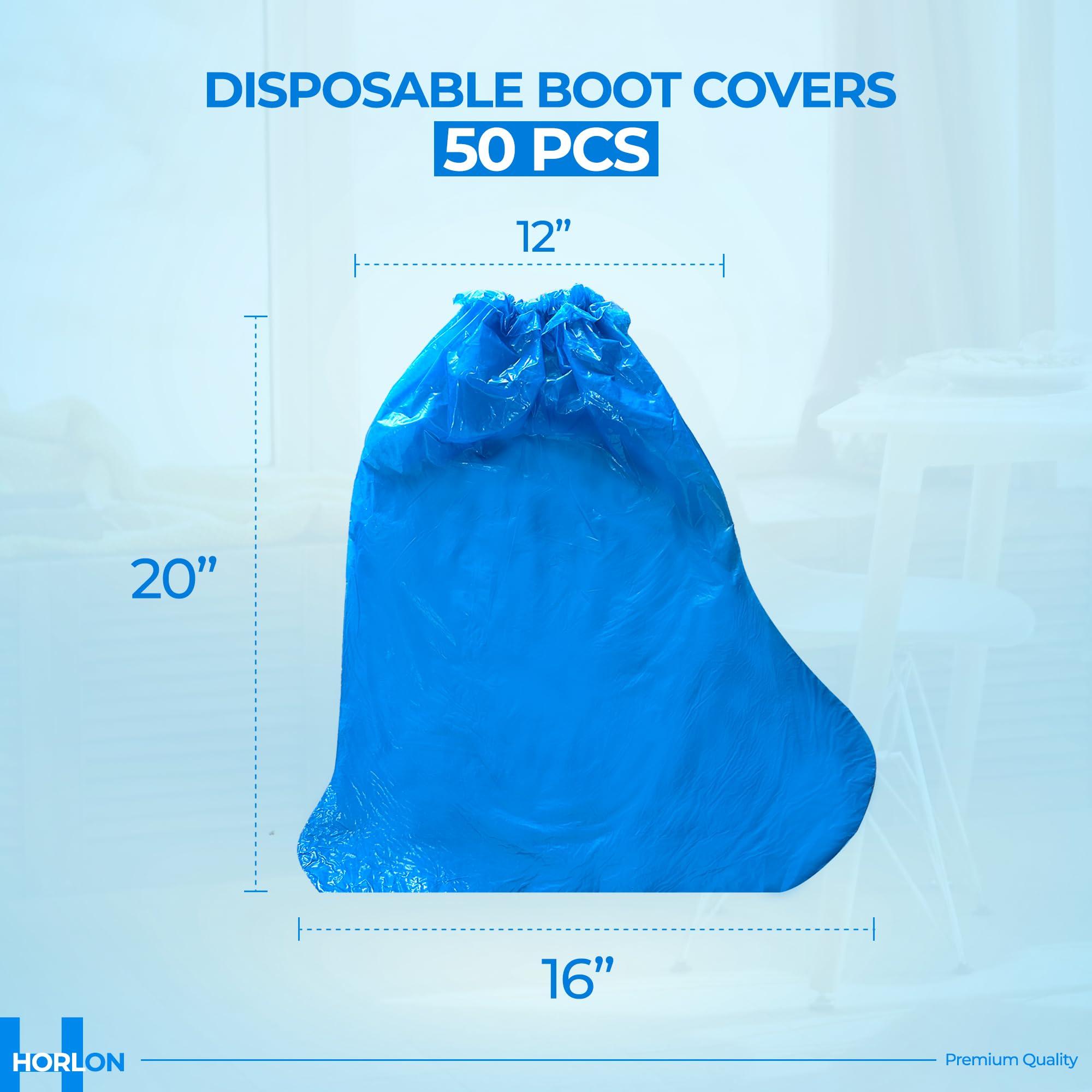 Large Thicker Boot And Shoe Covers Disposable Non-Slip 50 Pack (25 Pairs) Waterproof Durable Reusable Rain, Outdoor Indoors Overshoes, Fit Up To Men's 14, Blue, 20 Tall, Horlon - Image 3