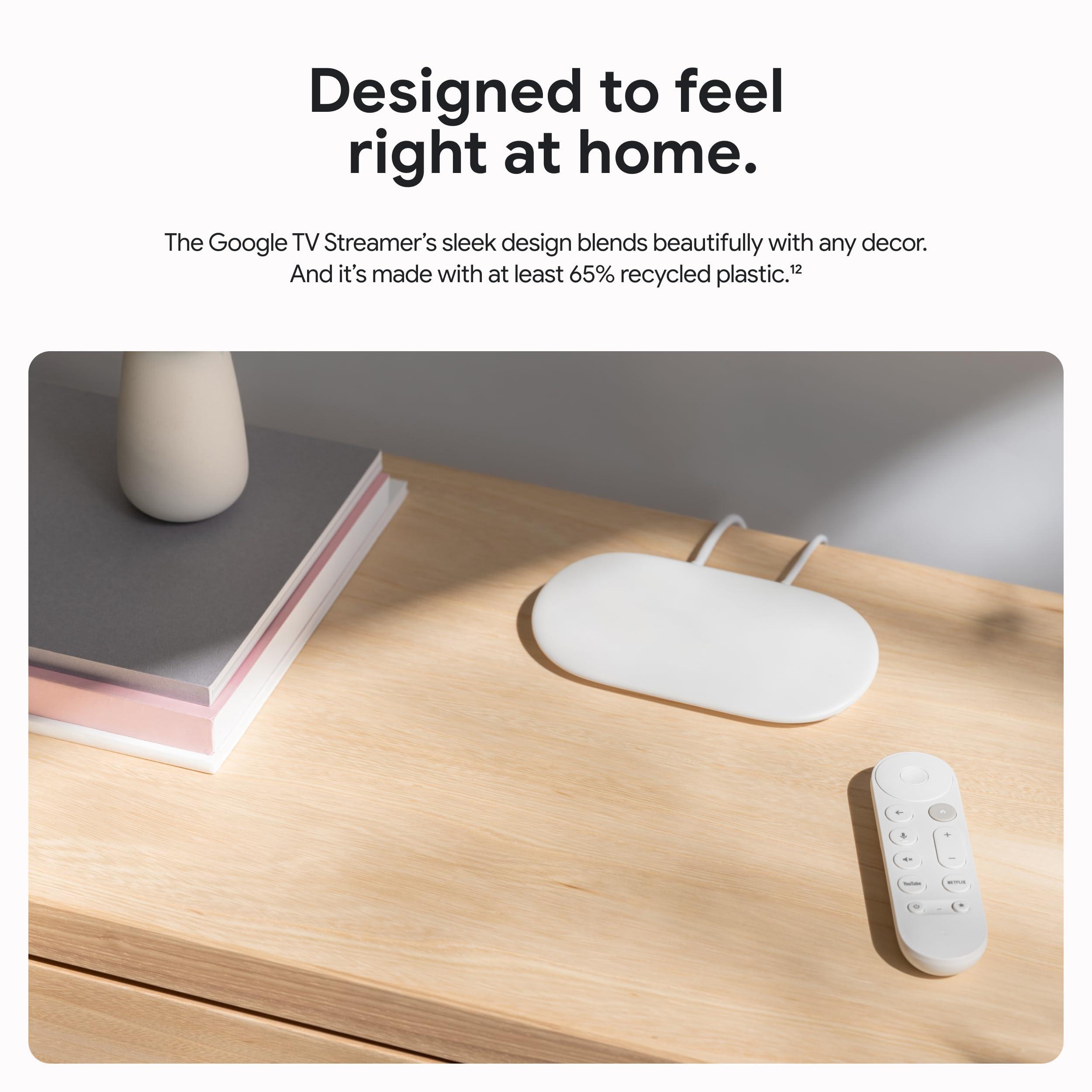 Google TV Streamer 4K - Fast Streaming Entertainment on Your TV with Voice Search Remote - Watch Movies, Shows, Live TV, and Netflix in 4K HDR - Smart Home Control - 32 GB of Storage - Porcelain - Image 8