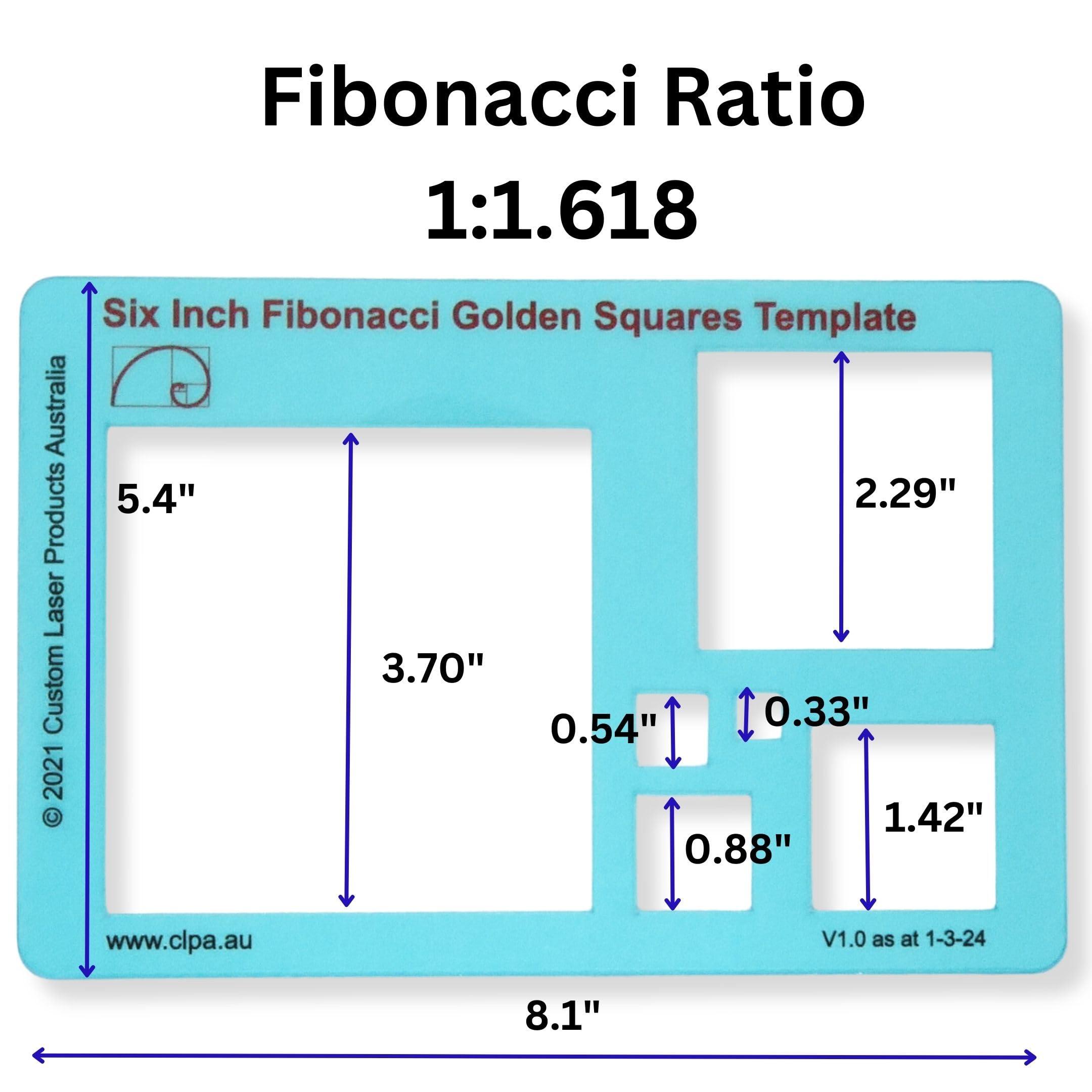 CLPA 6" Square Stencil Template for Drawing and Drafting: A Fibonacci-Inspired Square Drawing Tool for Artists Allows The Simple Application of The Golden or Divine Ratio for Artistic Design - Image 2