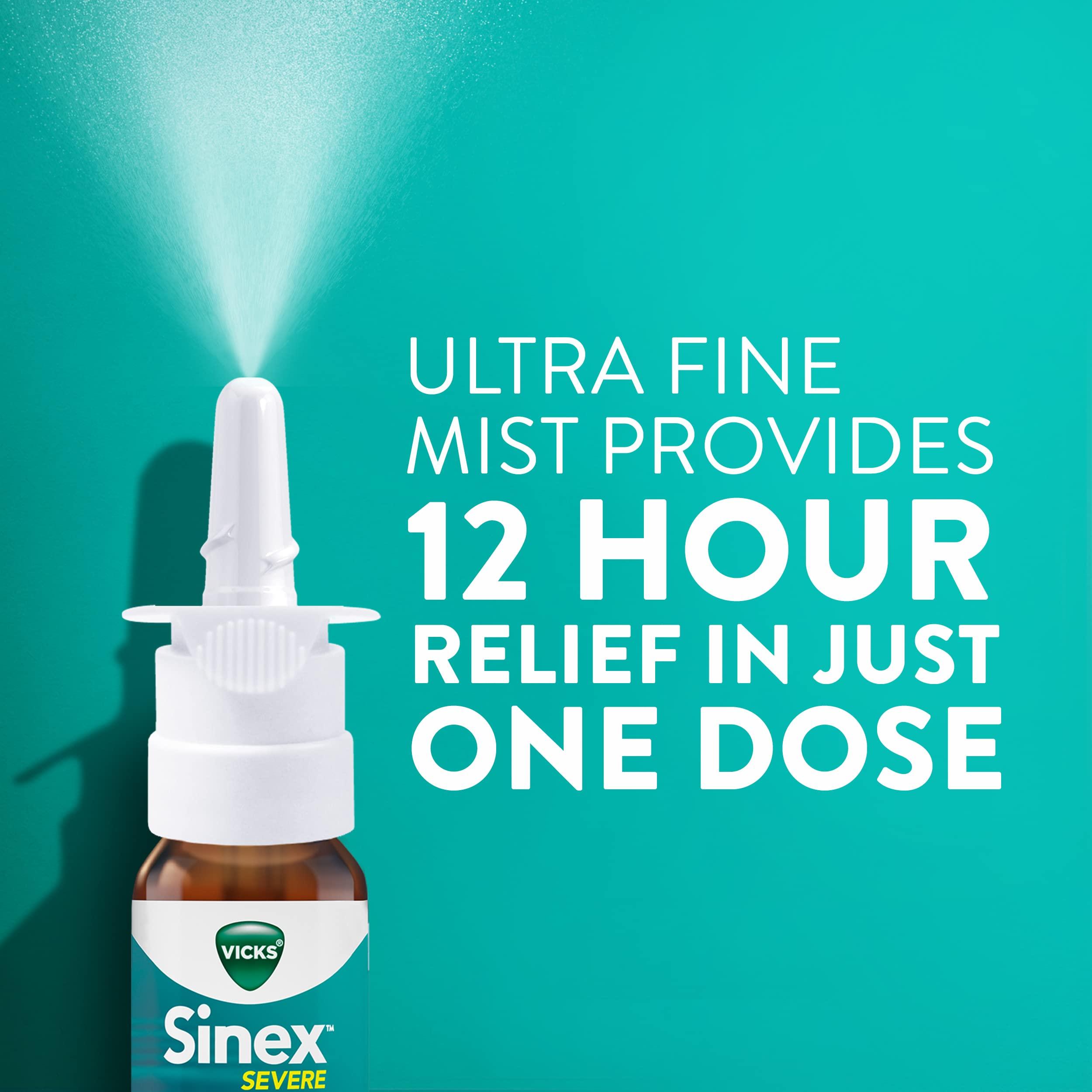 Vicks Sinex SEVERE Allergy & Sinus Nasal Spray, Original Ultra Fine Mist, Decongestant Medicine, Relief from Nasal Congestion due to Cold or Allergy, Sinus Pressure Relief, 265 Sprays x 2 - Image 2