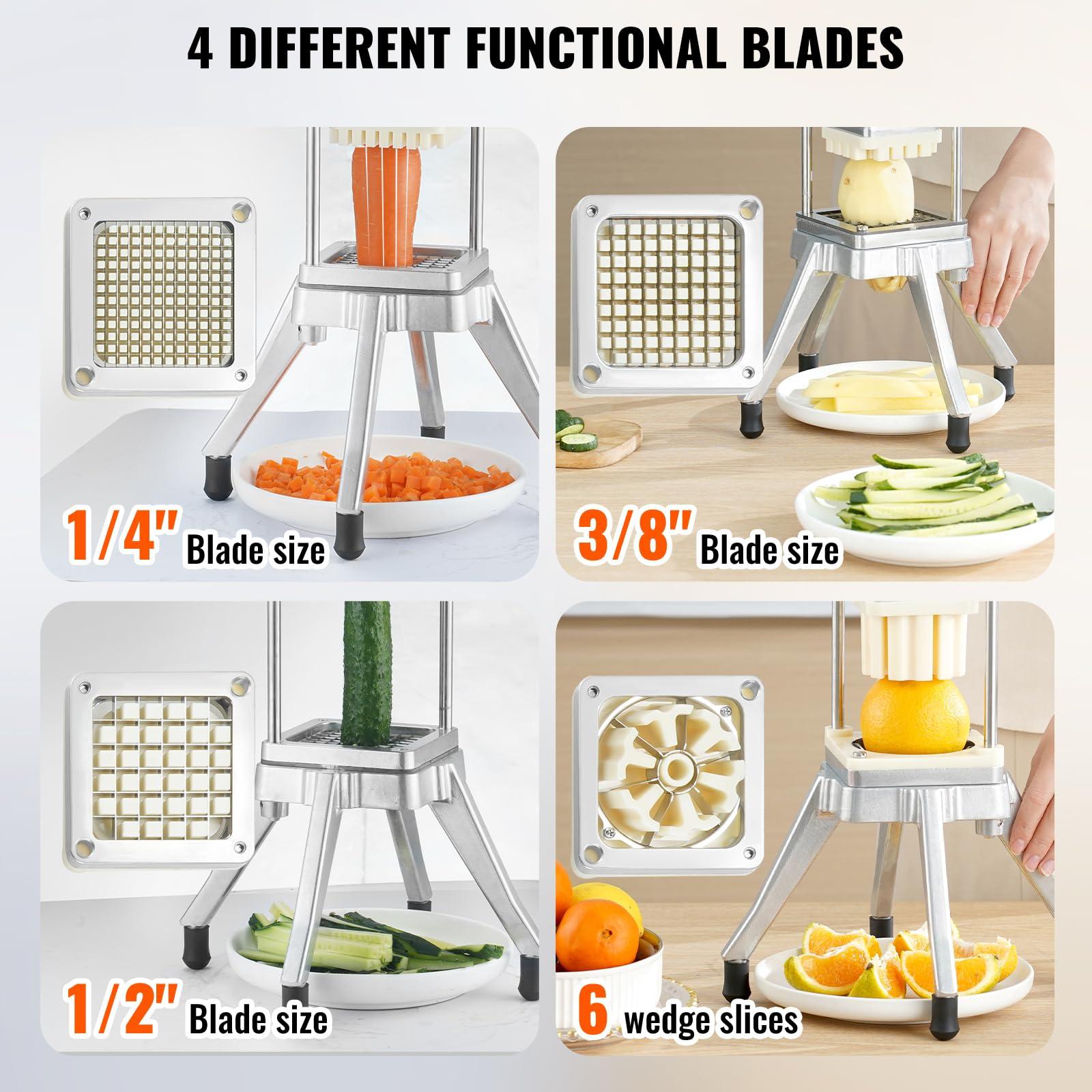 VEVOR Commercial Vegetable Chopper w/ 4 Replacement Blades, Stainless Steel French Fry Cutter Potato Dicer & Fruit Slicer for Restaurants & Home Kitchen - Image 5