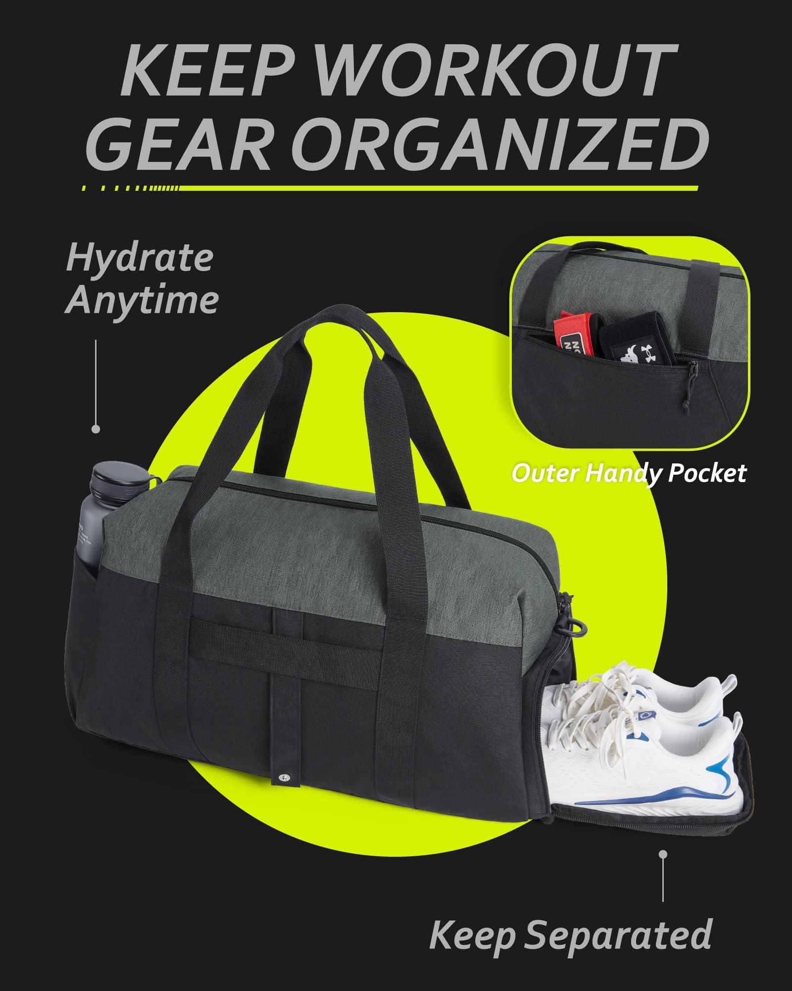 BAGSMART Gym Bags for Men Women, Foldable Travel Duffle Bag, Lightweight Weekender Duffel Bag With Shoe Compartment, Water Resistant Workout Duffle Sports Bag for Travel Yoga, Black - Image 4
