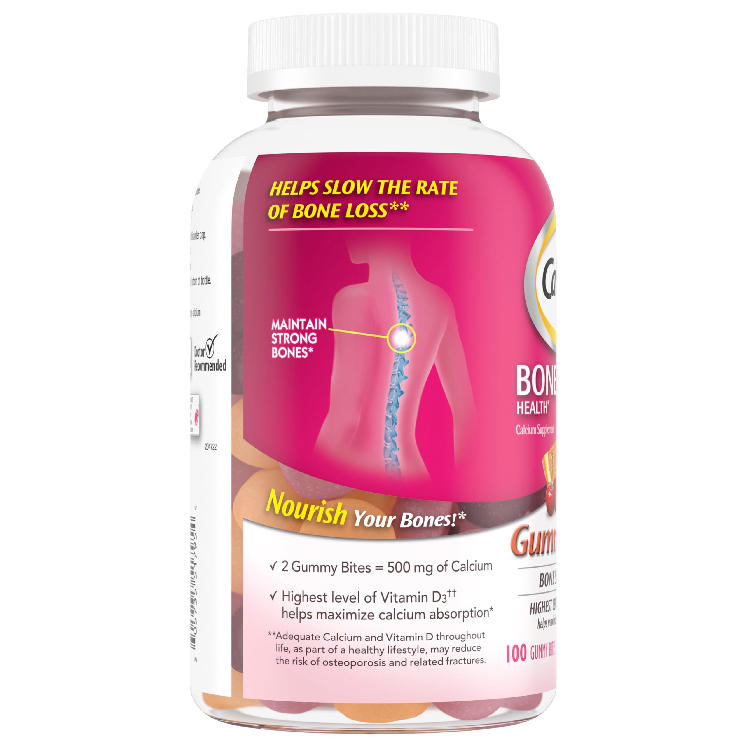 Caltrate Gummy Bites 500 mg Calcium and Vitamin D Supplement, Black Cherry, Strawberry, Orange - 100 Count - Image 9