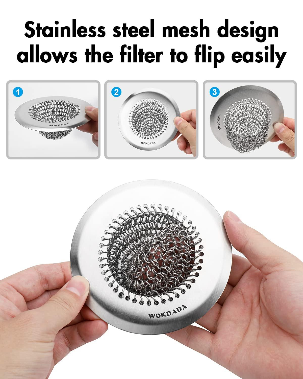Wokdada Revolutionary Sink Strainer/ Patented Reversible Chain Mesh, Effortless Cleaning & Debris Catcher, Large Capacity, No Clog, 304 Stainless Steel & Rust-Proof - Image 6