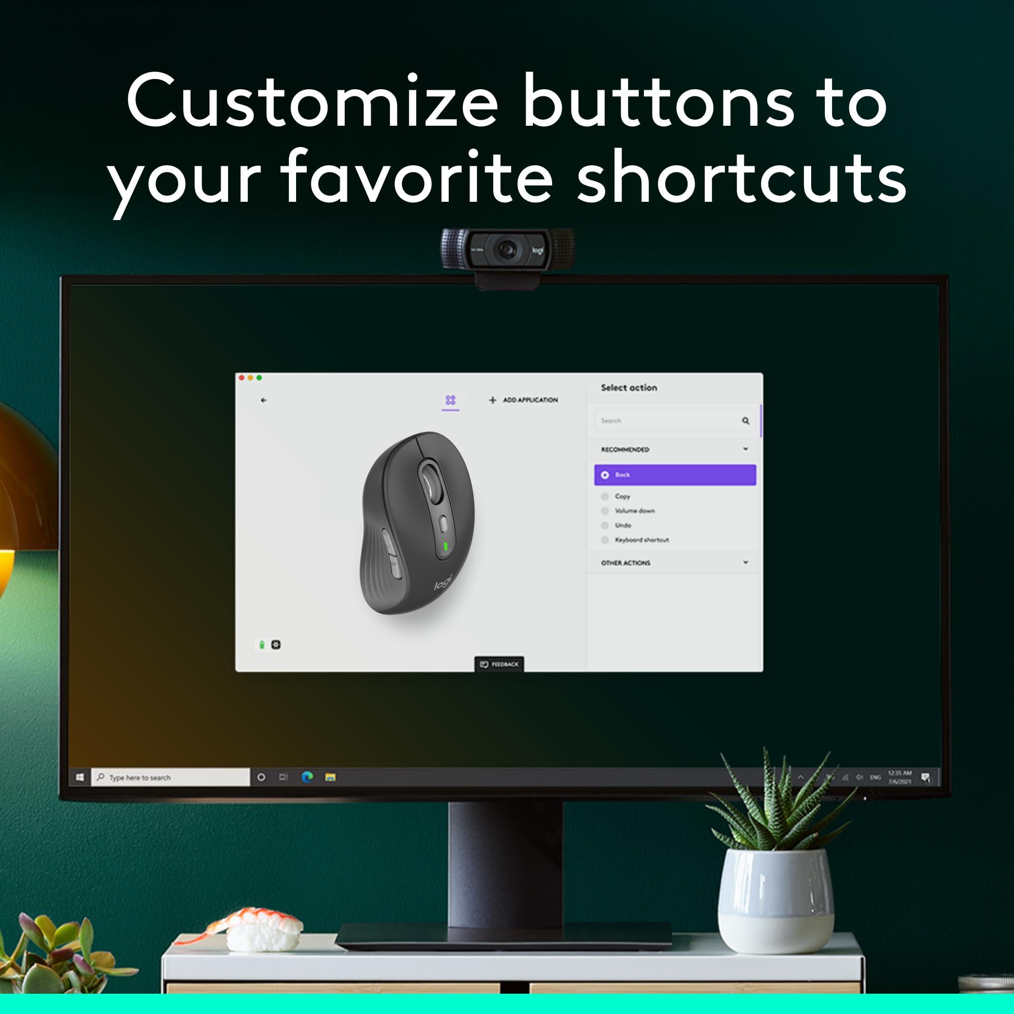Logitech Signature Plus M750 L Wireless Mouse - for Large Hands, SmartWheel, Bluetooth, Multi Device, 24-Month Battery, Silent Clicks, Customizable Side Buttons, Contoured Shape - Graphite - Image 5