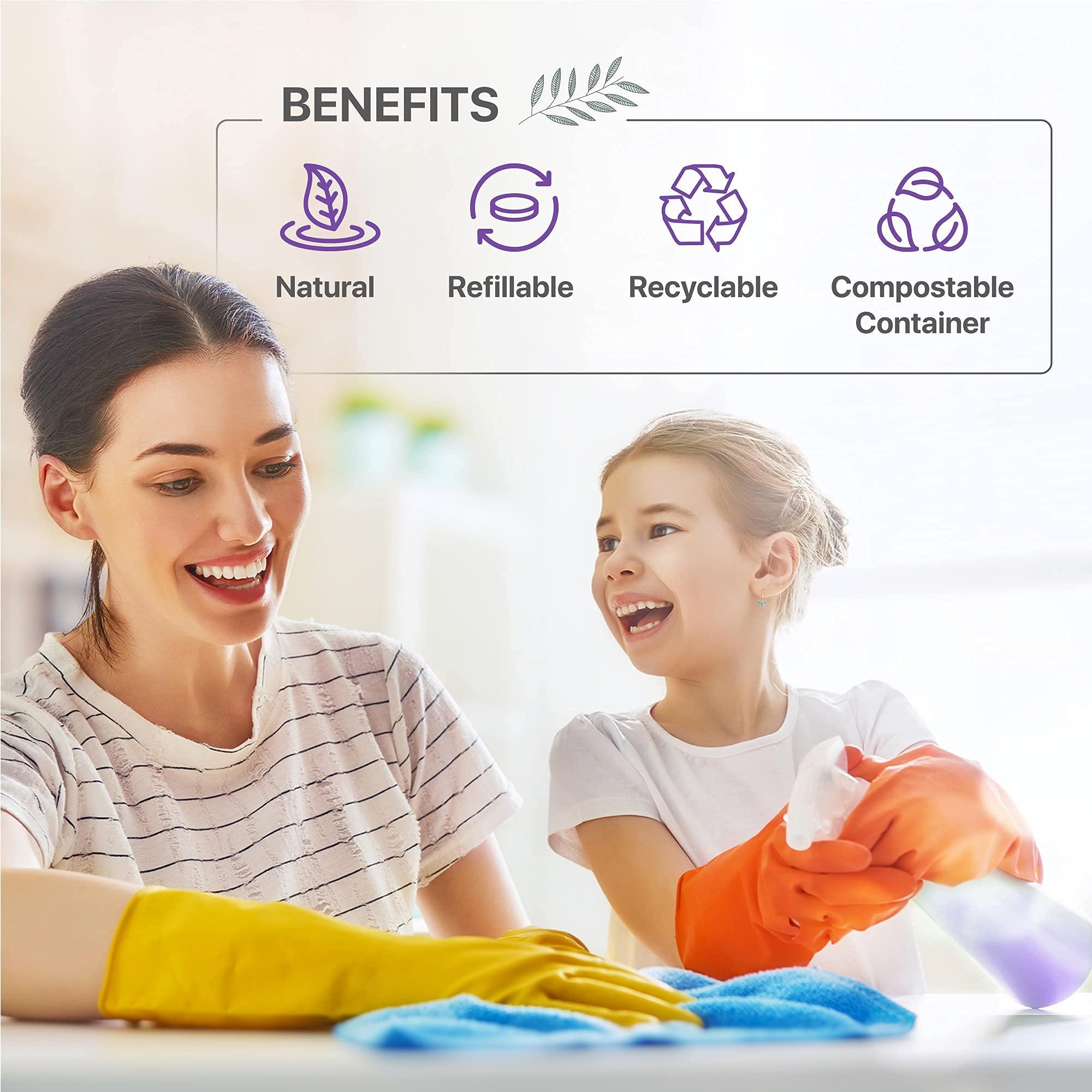 Nune Multi-Purpose Cleaner Refills - All Purpose Cleaning Tablets 6 Pack - 144 fl oz total (24 fl oz each) - Shower, Counter, Floor, Furniture, Bathroom - Non-Toxic and Effective - Lavender Fragrance - Image 4