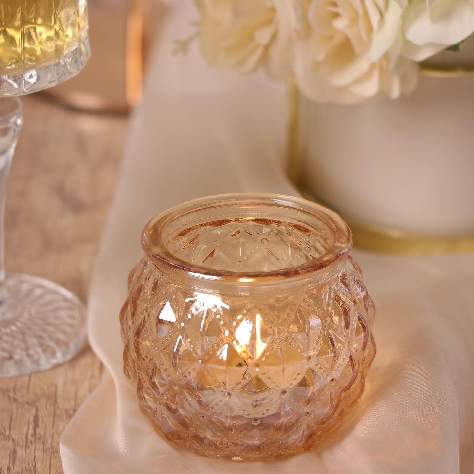 DARJEN 48Pcs Gold Votive Candle Holders - Round Glss Candle Holders Bulk for Table Centerpiece, Tea Lights for Wedding Shower, Party & Home - Image 7
