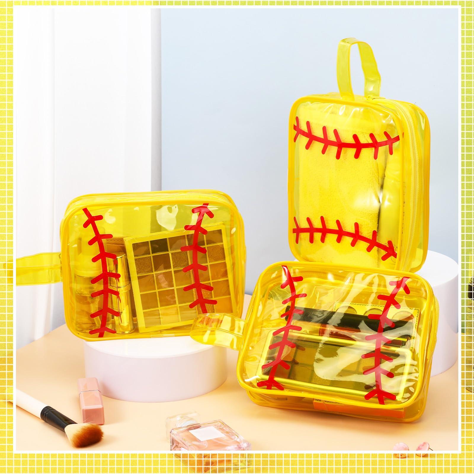 Reginary 12 Pcs Softball Cosmetic Bag Gifts Accessories for Makeup Bags Softball Clear PVC Cheer Case Toiletry Zipper Pouch Waterproof Travel Toiletry Handbag Purses Organizer for Women Valentine Gift - Image 2