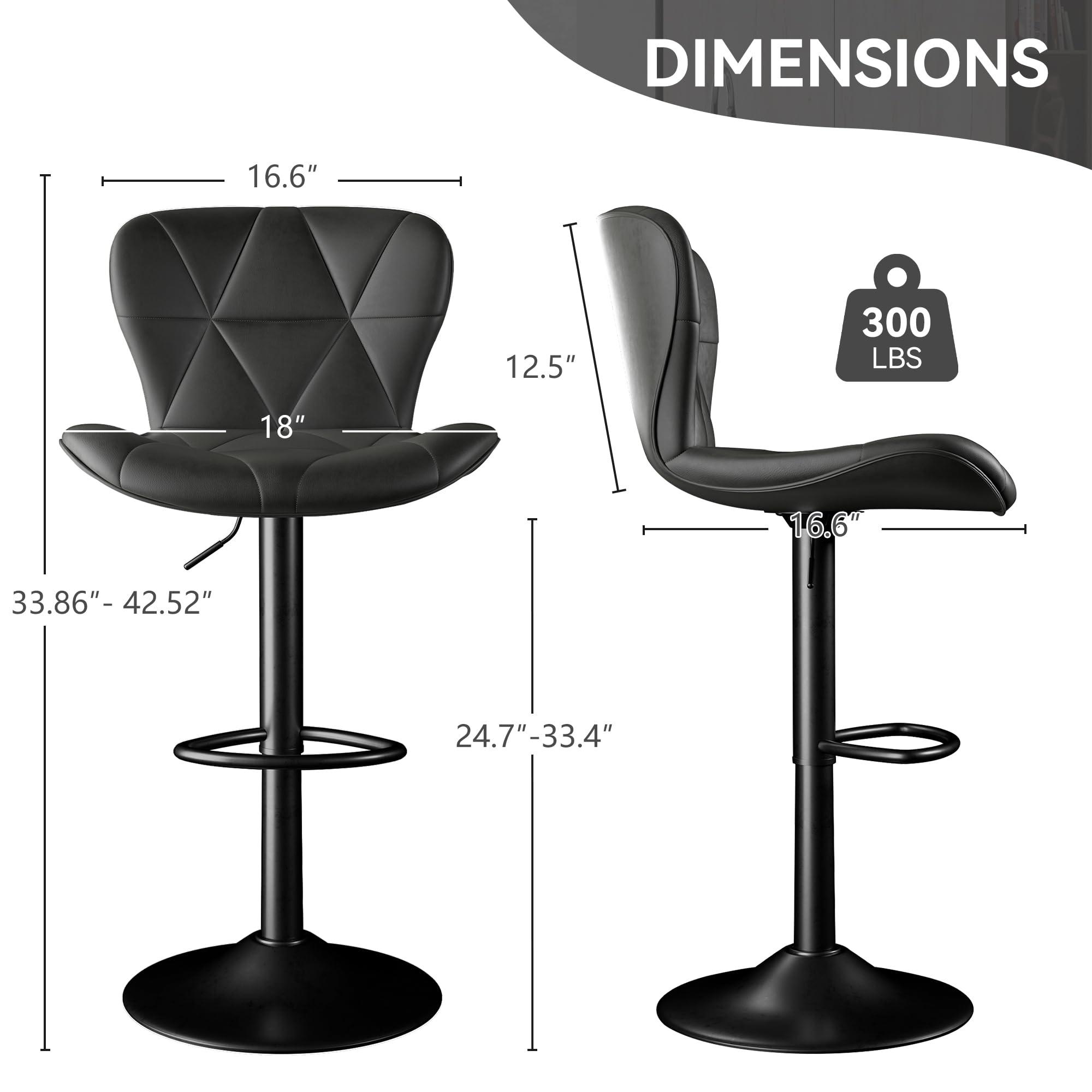 Daluvenix Bar Stools Set of 2,Adjustable Swivel Barstools, Faux Leather Bar Chairs,Upholstered Counter Height with High Backrest for Kitchen Island, Black - Image 5