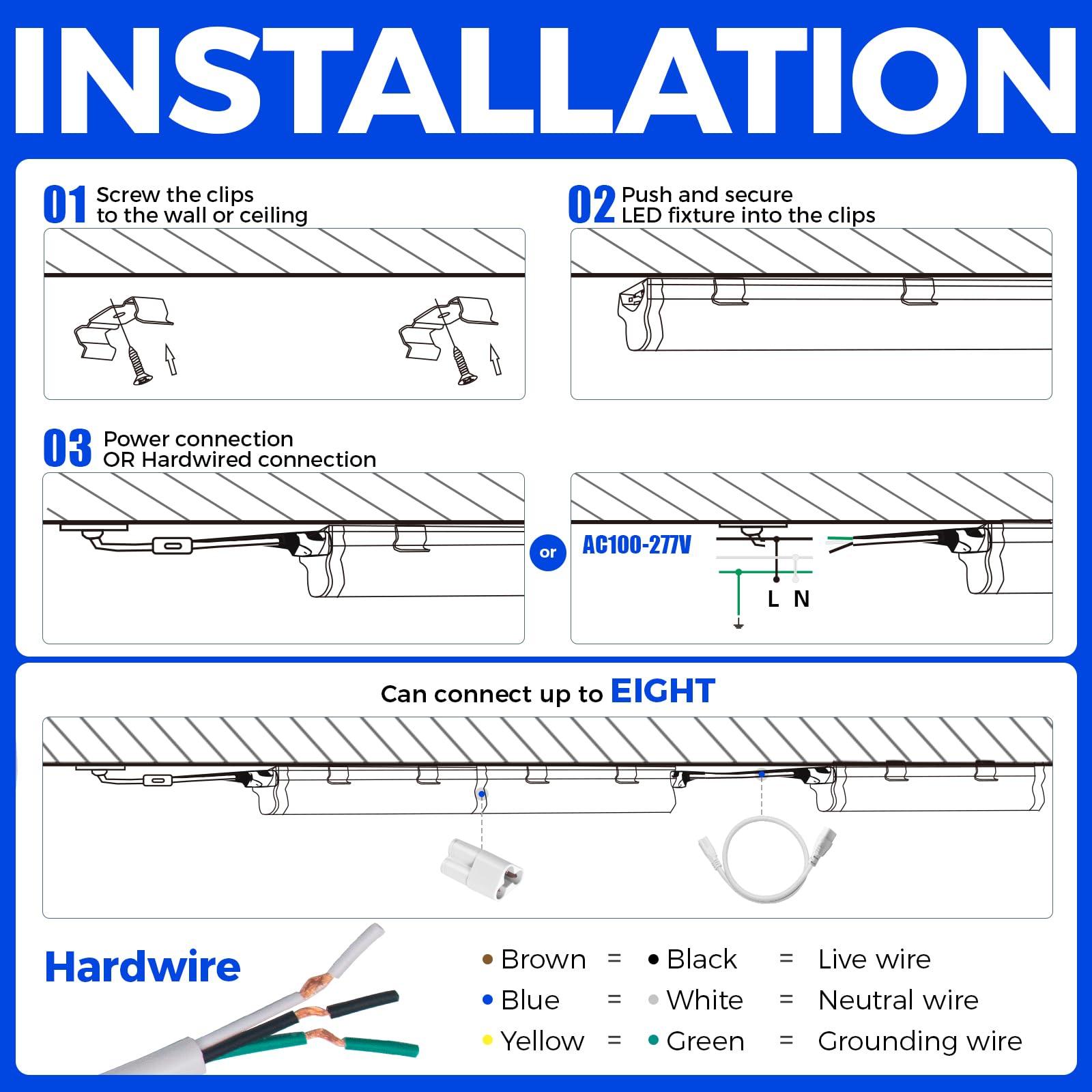 Barrina (6 Pack LED T5 Integrated Single Fixture, 4FT, 2200lm, 6500K Super Bright White, 20W Utility LED Shop Light, Ceiling and Under Cabinet Light, Corded Electric with ON/Off Switch, ETL Listed - Image 9