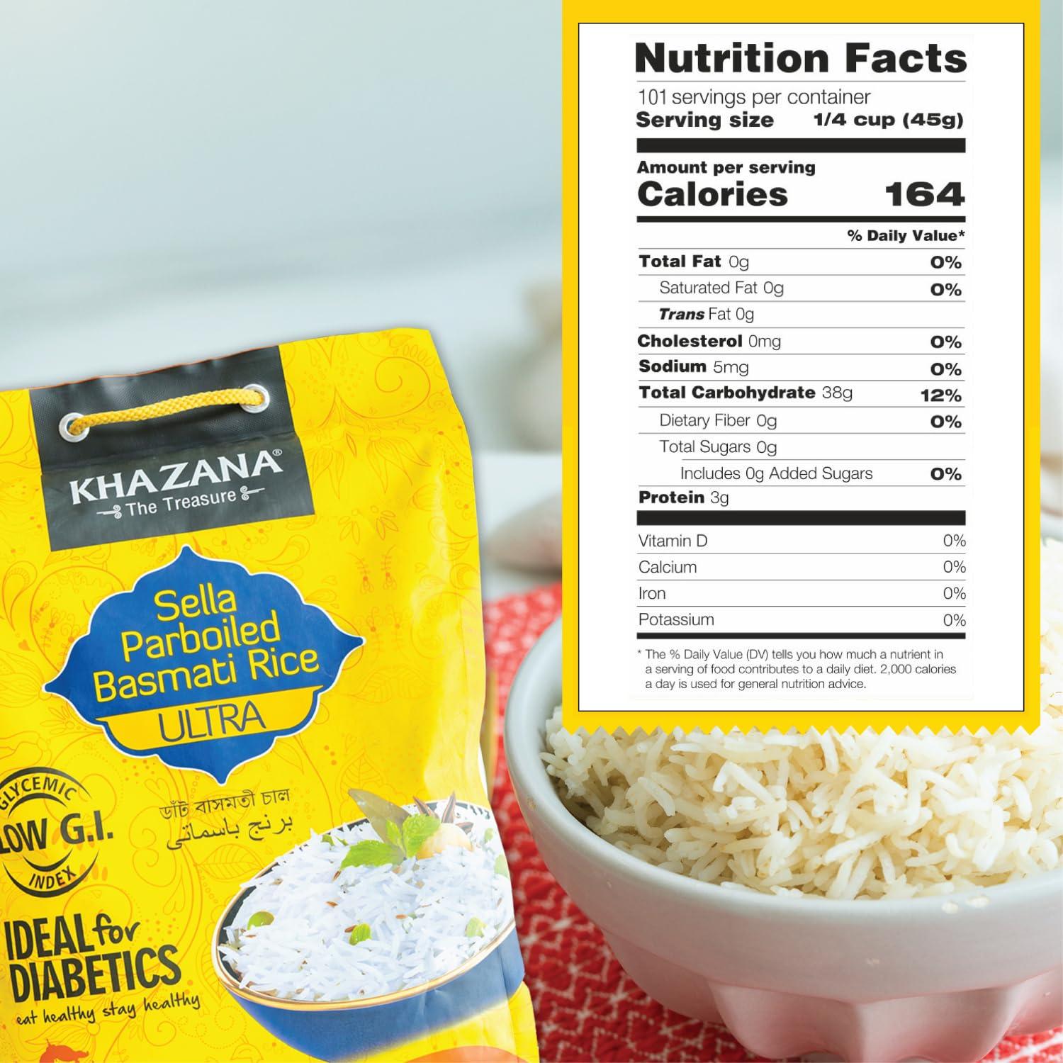 Authentic Ultra Long Sella Parboiled Basmati Rice by Khazana in 10 lb Bag - Aromatic and Flavorful Indian Grain - Non-GMO, Gluten Free, Kosher, Cholesterol Free - Image 2