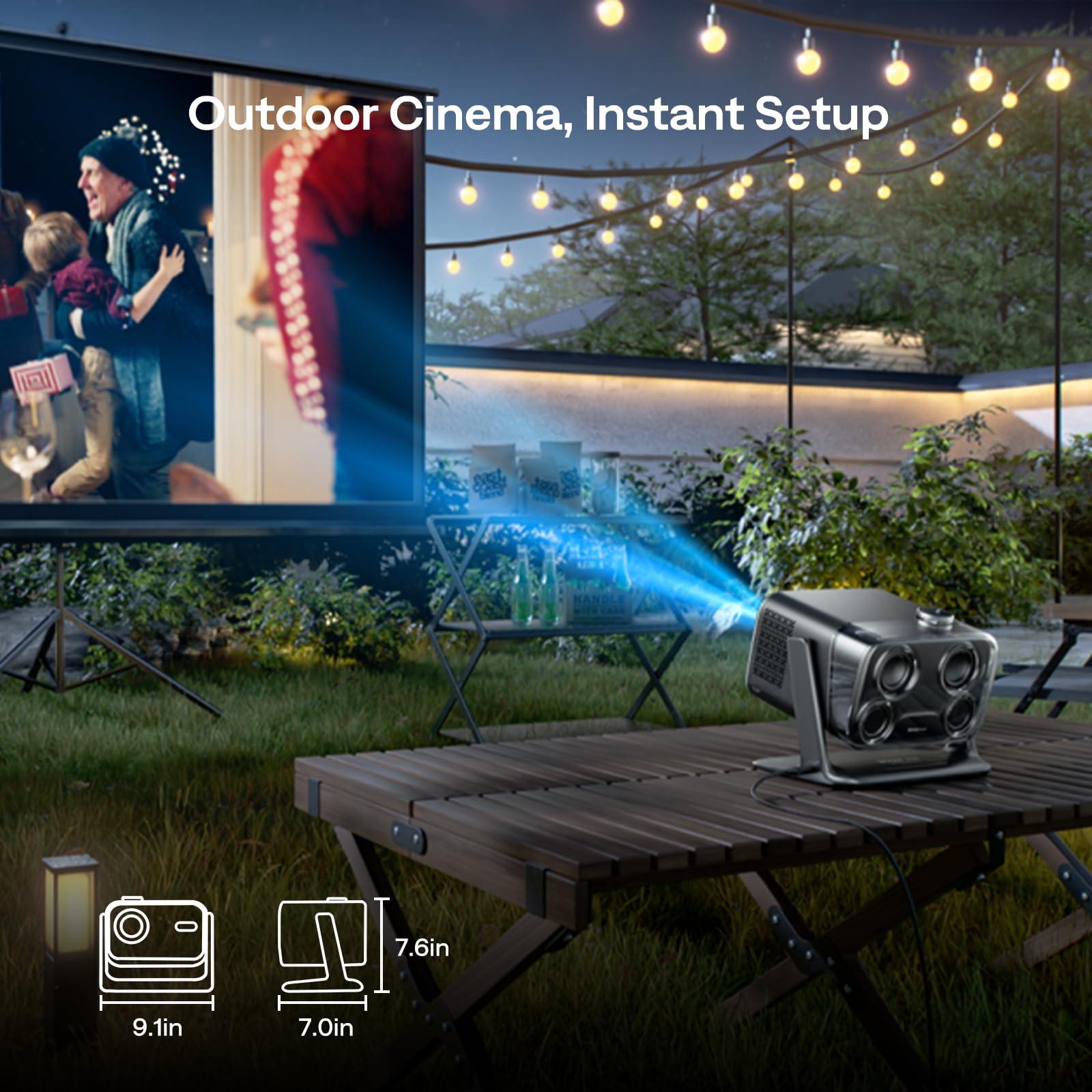 Aurzen BOOM mini Google TV 4K Supported Smart Projector with WiFi and Bluetooth, Outdoor & Home Movie Projector with 20W Speakers DoIby Audio, Real-Time Focus & Keystone, 500 ANSI Lumens, Black - Image 4