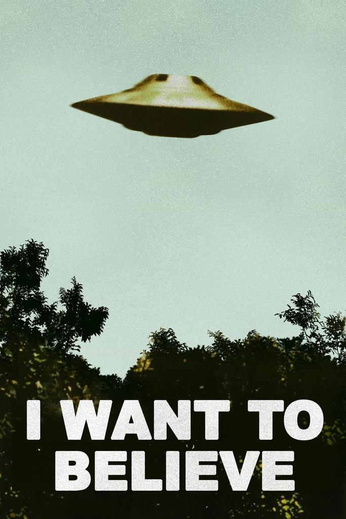 I Want To Believe UFO Artwork Alien TV Retro 90s Wall Decor Movie Poster The Truth is Out There I Believe Cool Wall Art Print 16x24