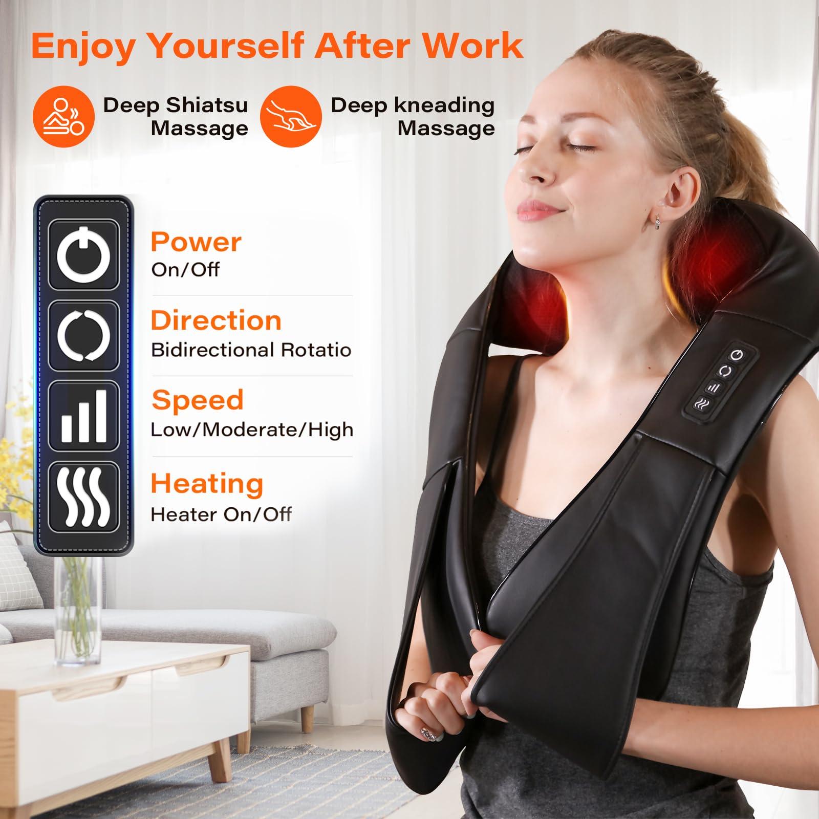 WERTYI Shiatsu Neck Massager, Electric Neck and Back Massager with Heat, 3D Kneading Massage Pillow for Back, Shoulder, Muscle Pain Relief, Office & Home & Car Use, Fits for Parents - Image 4