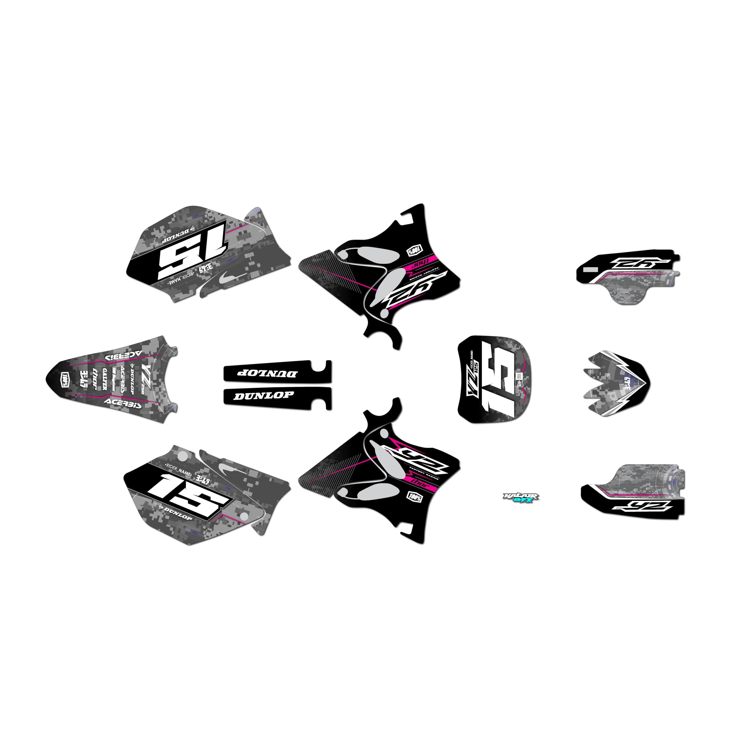Kalair GFX Graphics Kit for Yamaha YZ 125 (2002-2004) Cyberware Series Magenta 09 Mil - Dirt bike Custom Racing Graphics Decals Stickers Kit, no-plastics