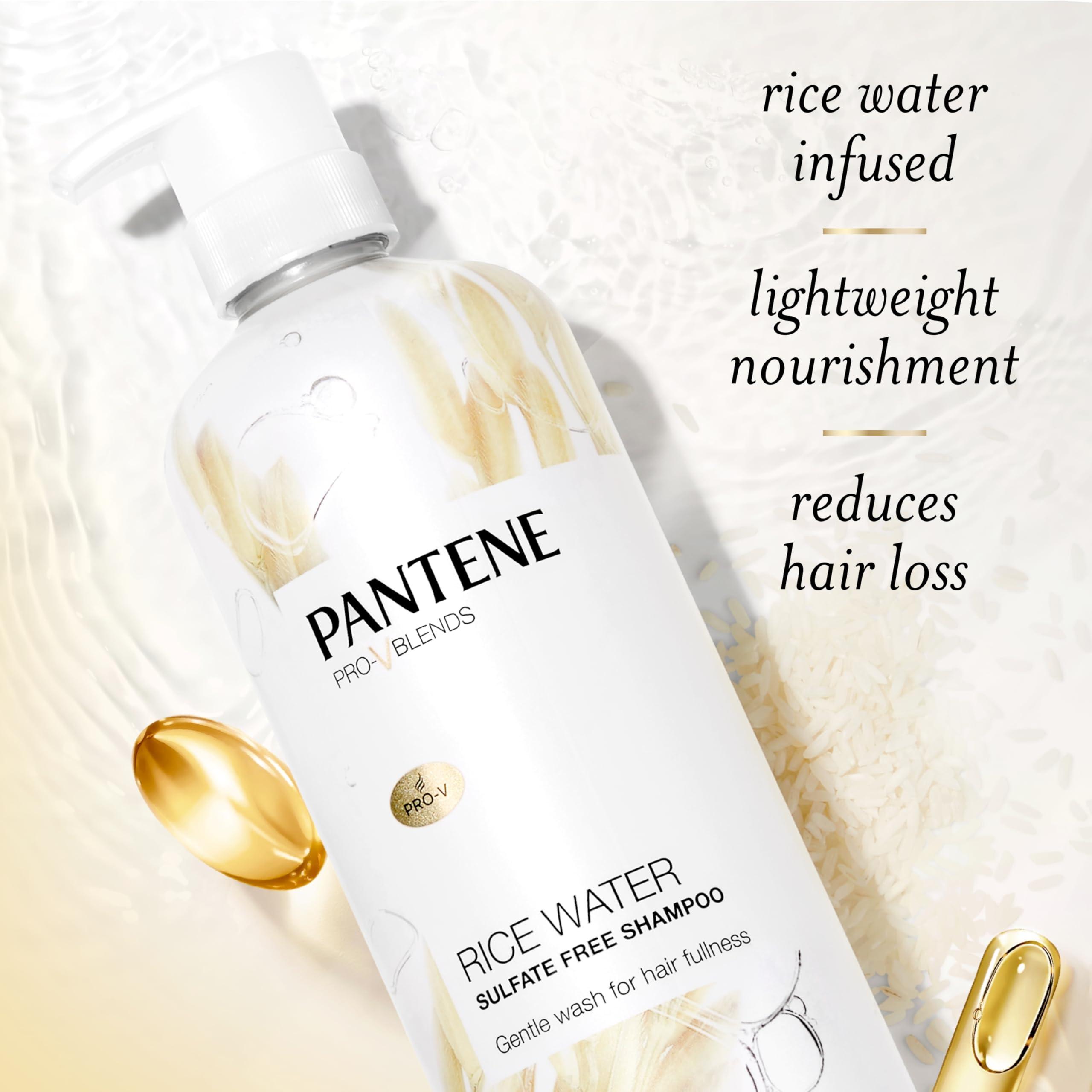 Pantene Sulfate Free Shampoo with Rice Water, Protects Natural Hair Growth, Volumizing, for Women, Nutrient Infused with Vitamin B5, Safe for Color Treated Hair, Pro-V Blends, 30.0 oz - Image 5