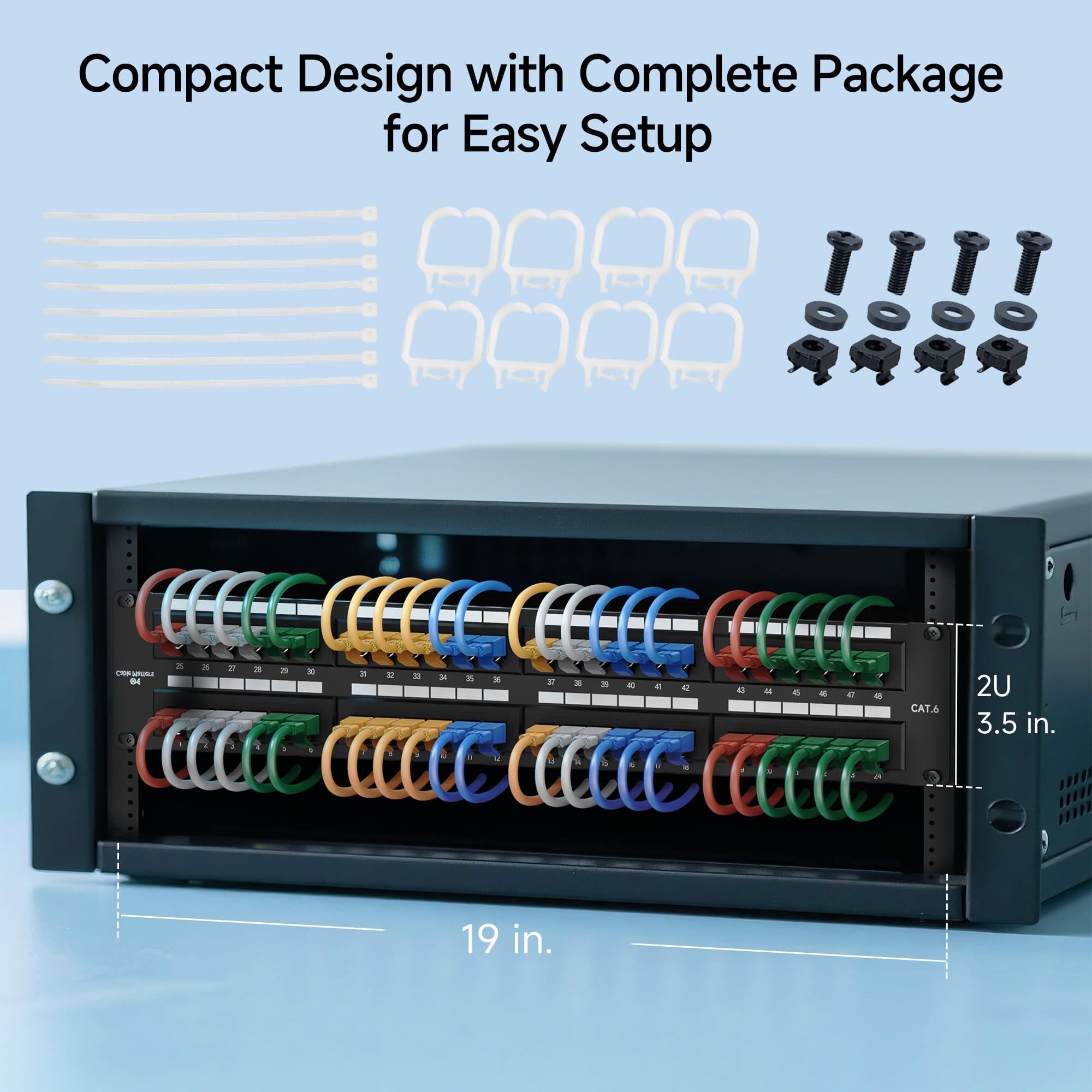 Cable Matters [UL Listed] 48 Port Patch Panel Rackmount or Wall Mount 19-Inch, 2U Cat6 Network Patch Panel for 10 Gigabit Ethernet, 110 or Krone Impact Tools Compatible - Image 7