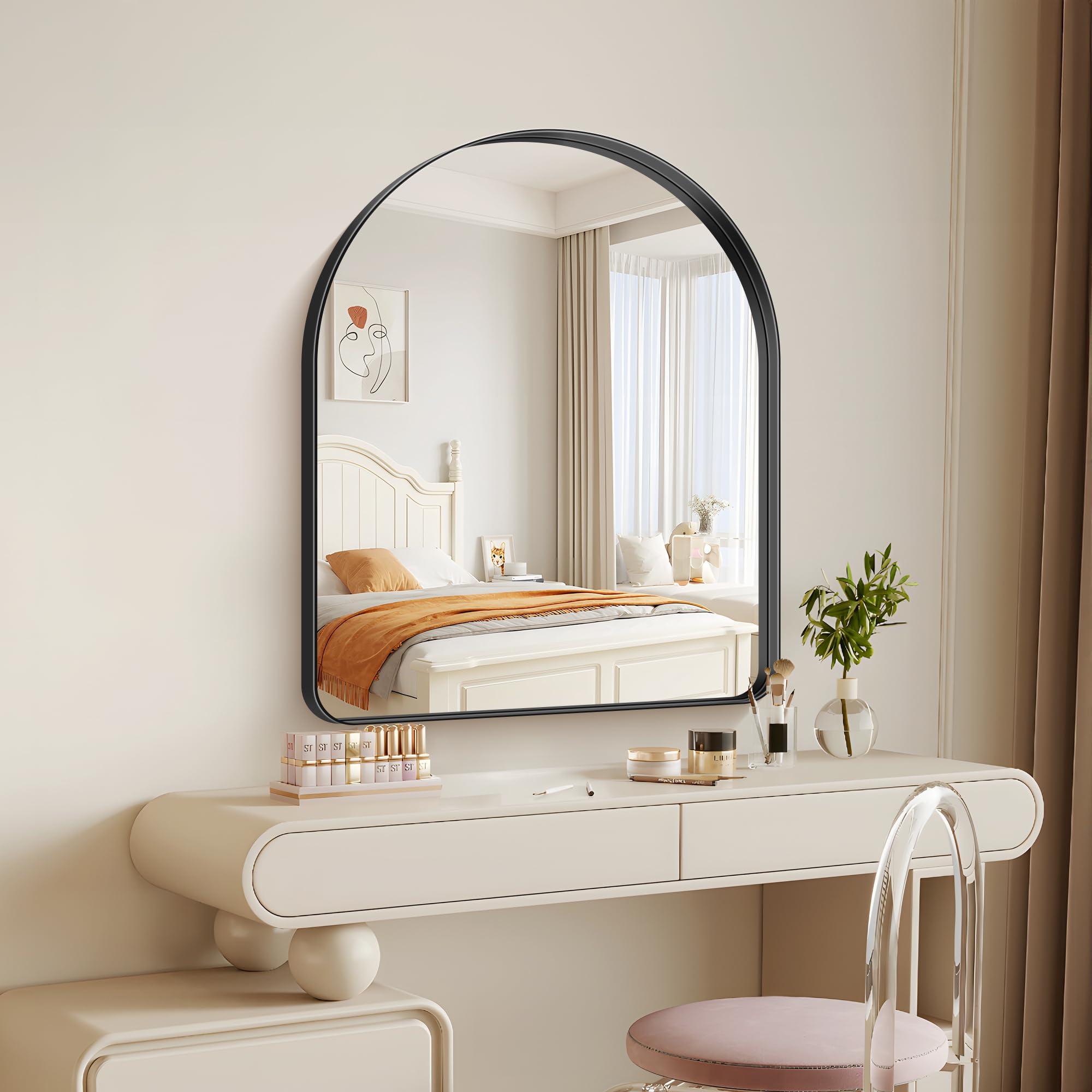 NIMURY Arched Wall Mirror, 30"×36" Bathroom Mirror Black Deep Frame, Modern Dresser Mirror Wall Mounted Decor Metal Frame for Bedroom Living Room Entryway Fireplace Mantel Dining Room - Image 5