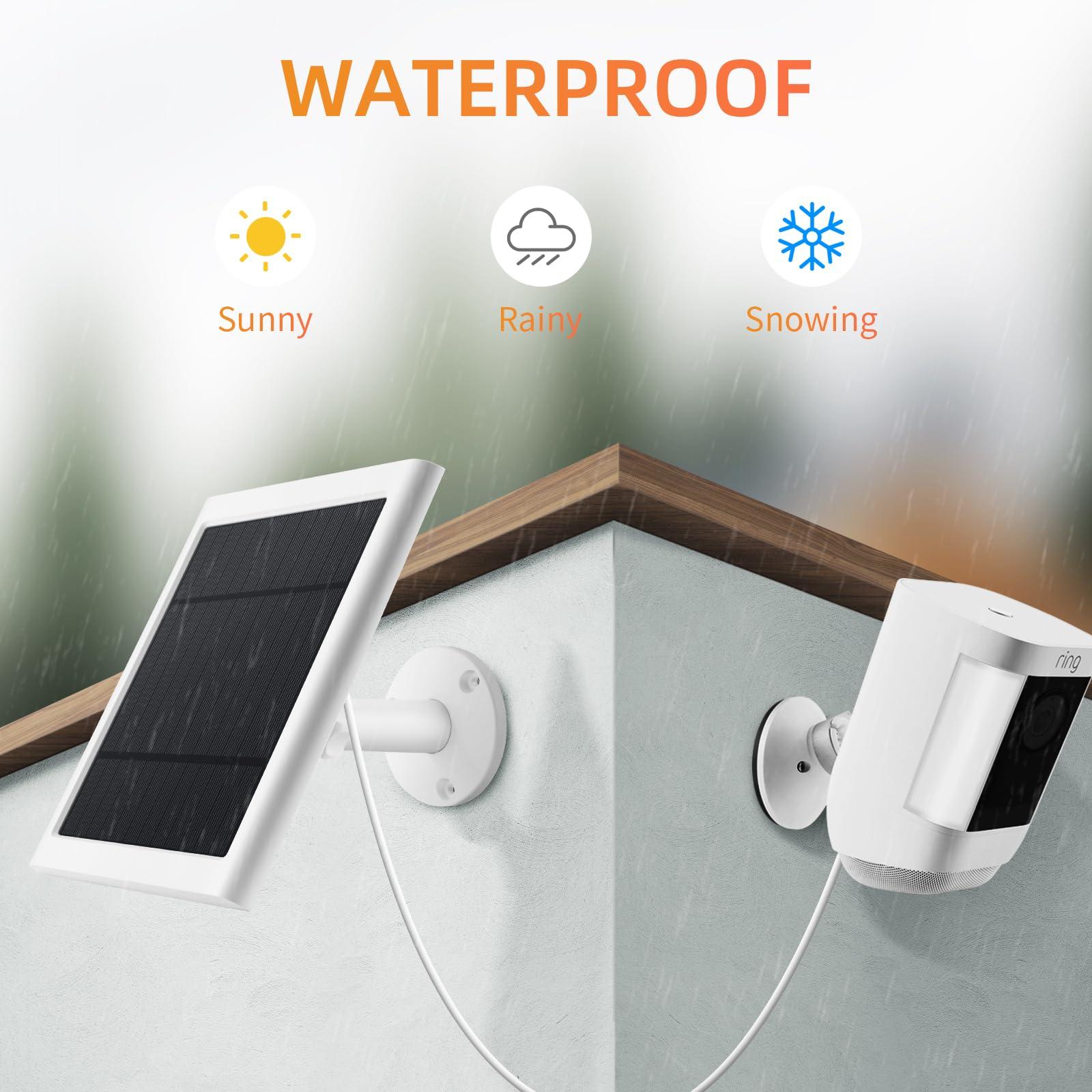 Solar Panel for Ring Camera, 2 Pack 4W Solar Charger Compatible with Spotlight & Stick Up Outdoor Cam Battery, 10ft Long Cable with USB-C to Ring Barrel Plug Adapter - Image 5