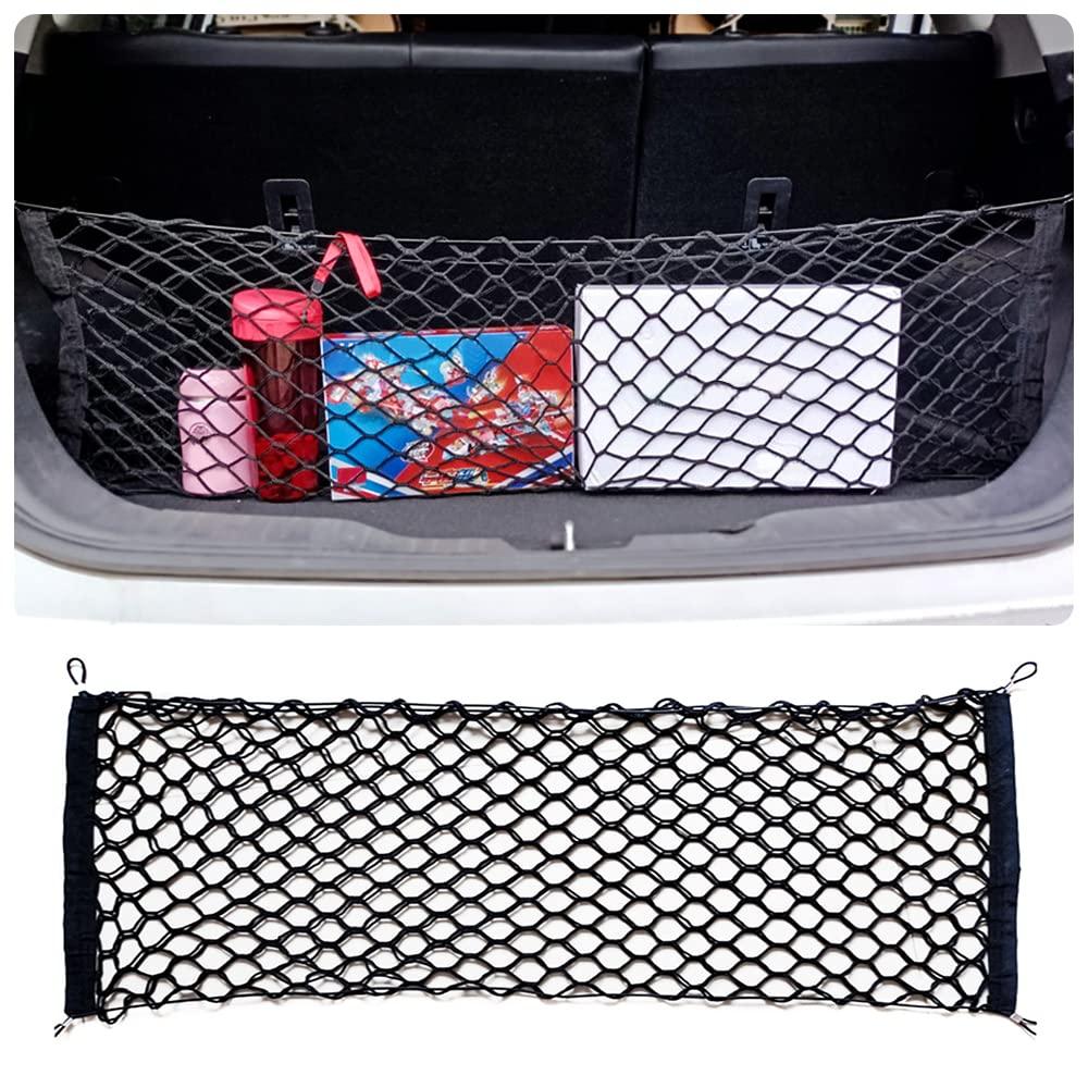 Car Rear Cargo Net with Good Elasticity&Tensile Strength Trunk Net Organizer for SUV Truck,Ideal Car Net Keeps Overlanding Accessories (L 43.3''x15.74'')