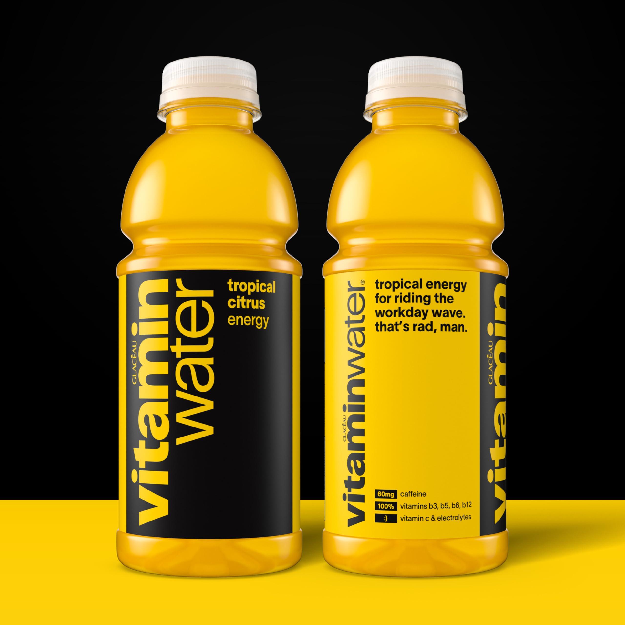 vitaminwater Energy Tropical Citrus Nutrient Enhanced Flavored Water Beverage, 20 fl oz Bottles, 12 Pack - Image 2