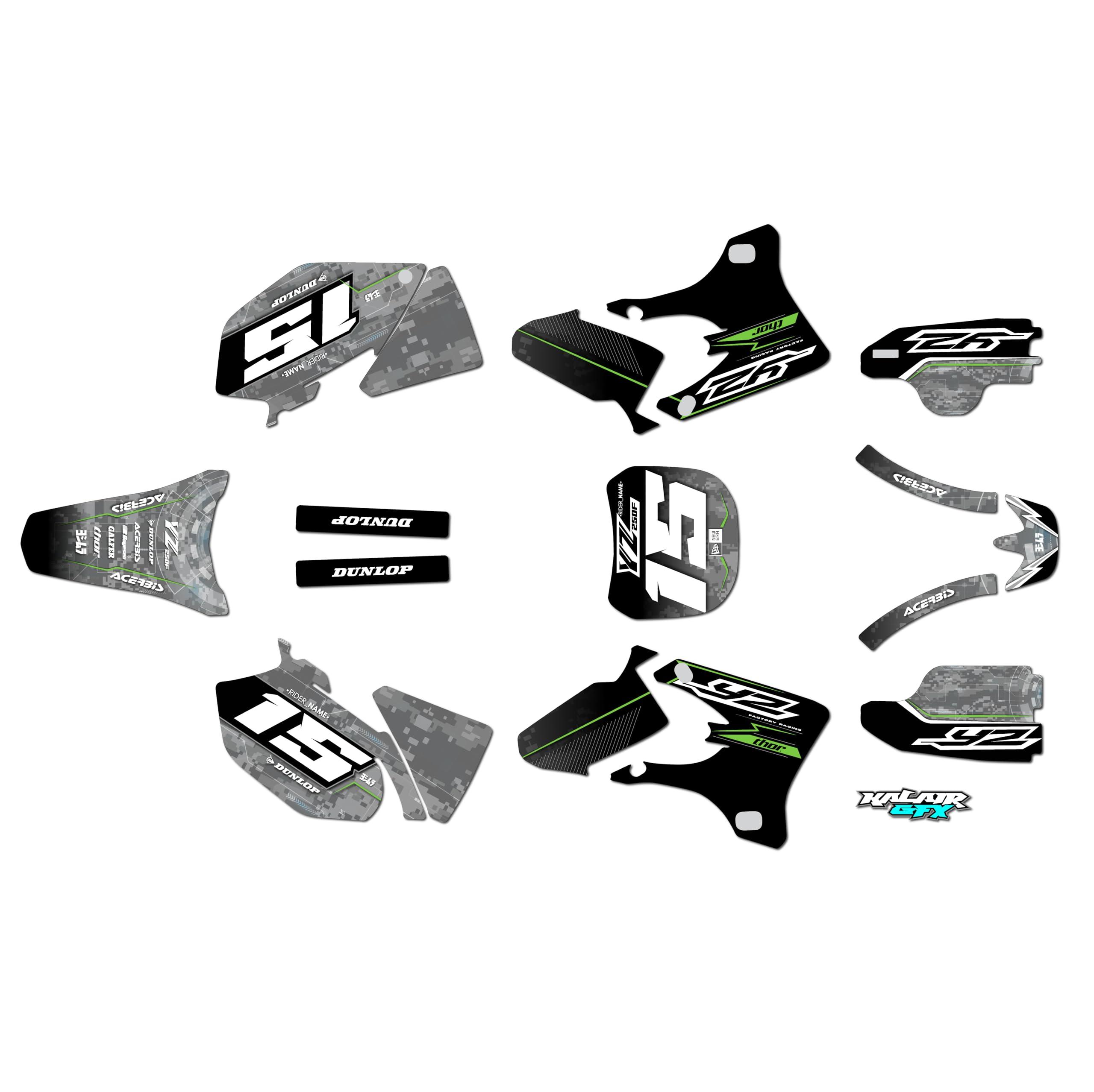 Kalair GFX Graphics Kit for Yamaha YZ250F (2003-2005) Cyberware Blue 16 Mil - Dirt pit bike motorcycle stickers,dirtbike racing decal automotive motocross accessories no plastics