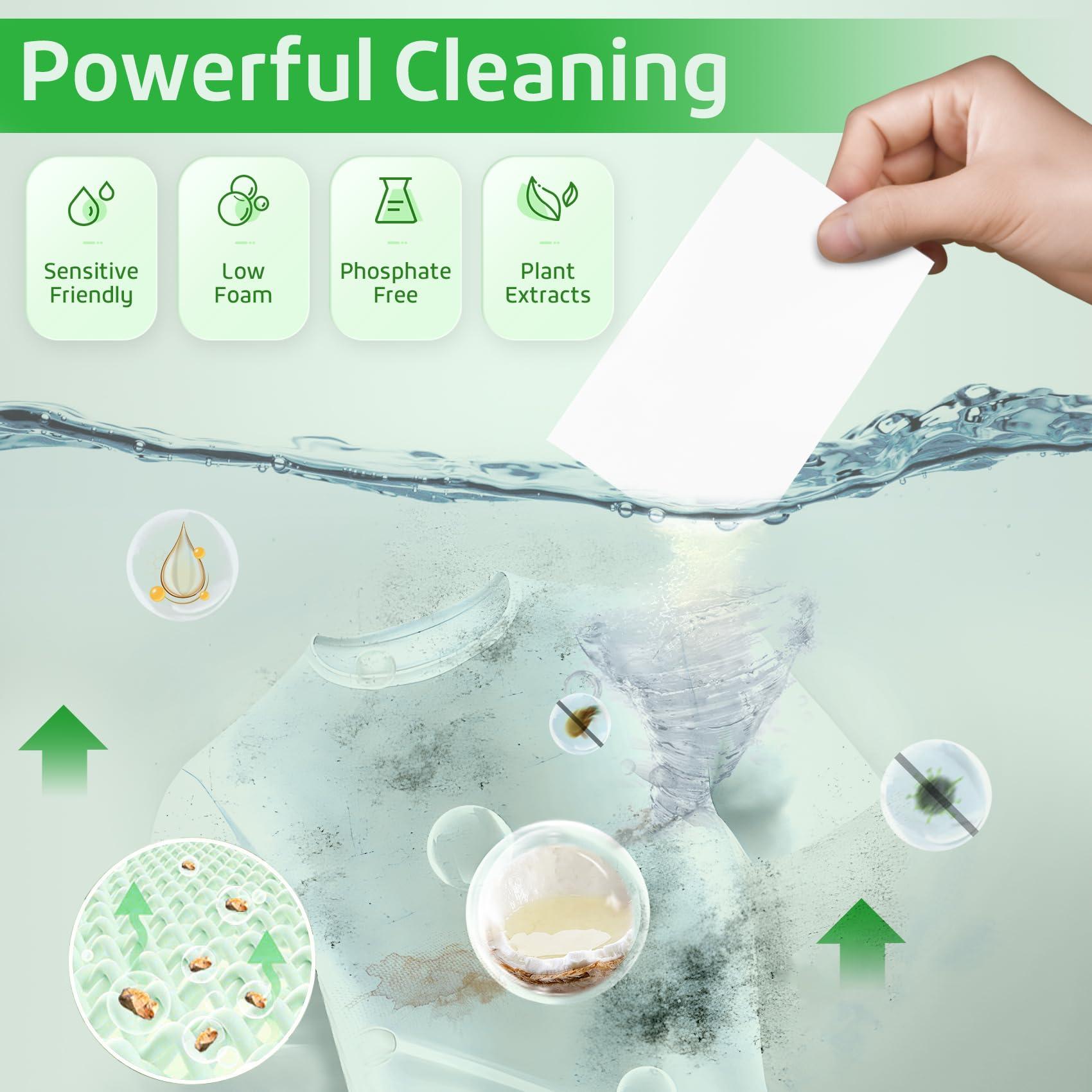 Poesie Laundry Detergent Sheet Fresh Scent 160 Sheets Clear Plastic-Free Hypoallergenic Liquid Less Strips for Home Dorm Travel Camping & Hand Washing Clean No Waste - Image 4