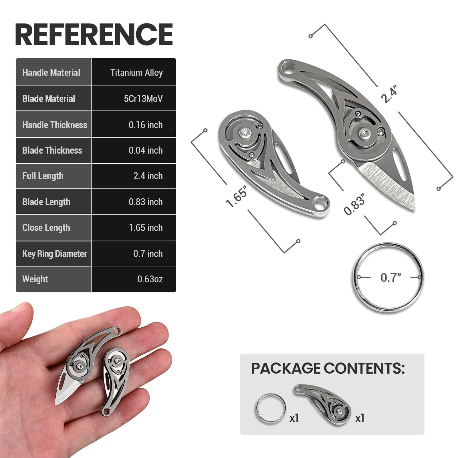 Tops Home Small Pocket Knife, Titanium Keychain Knife, Stocking Stuffers, Little Box Cutter, EDC Utility Knife, Cool Keychain Gift for Men and Women - Image 2