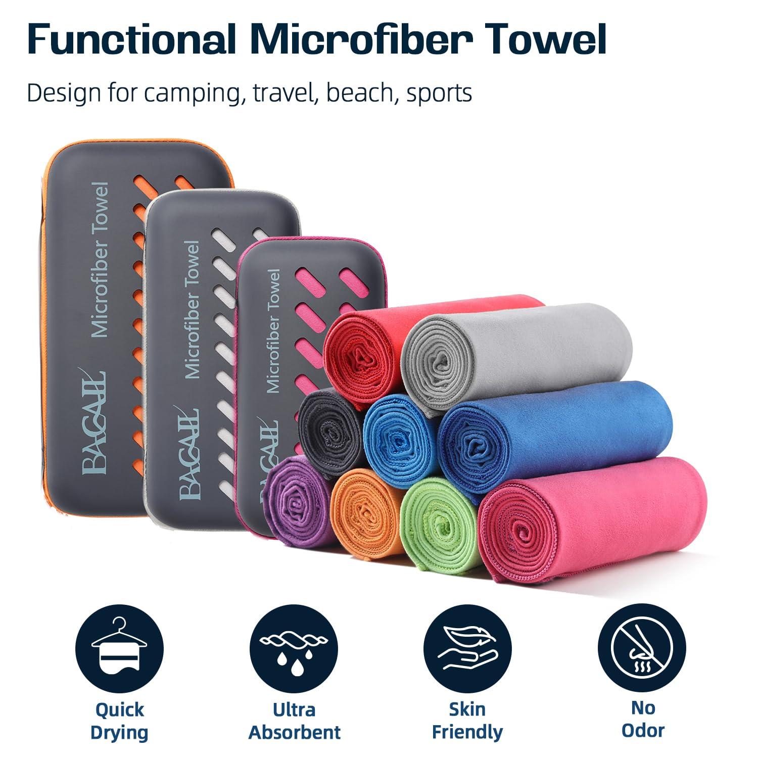 BAGAIL Camping Towel with EVA Case, Compact & Ultra Soft Microfiber Travel Towel - Super Absorbent & Lightweight Quick Dry Towels for Sports, Beach, Gym, Backpacking, Hiking and Yoga - Image 2
