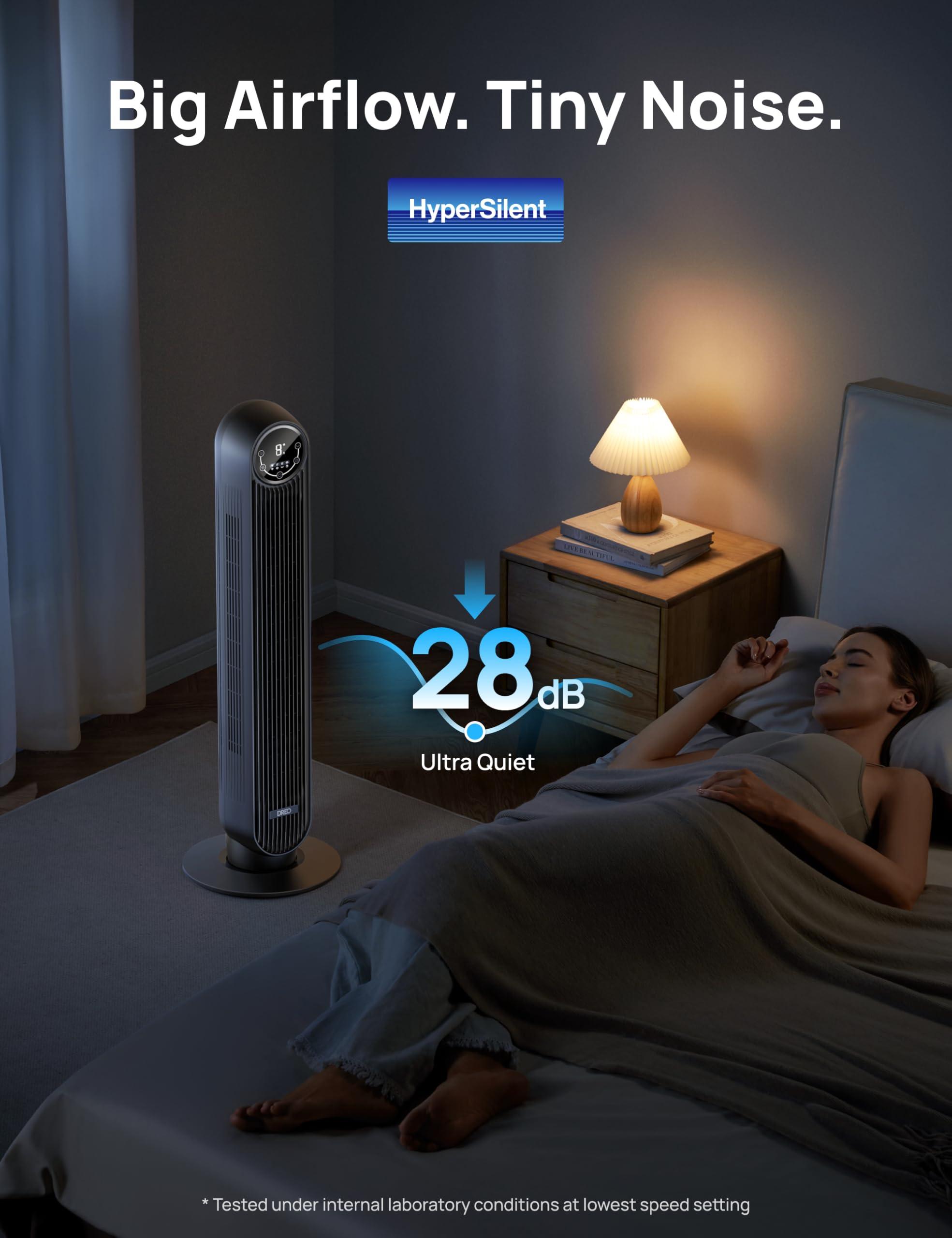 Dreo Tower Fan for Bedroom, Smart Oscillating Quiet Floor Fans, Standing Bladeless Fan with Remote and WiFi Voice Control, 4 Modes, 4 Speeds, 8H Timer, 28dB, Works with Alexa/Google - Image 3