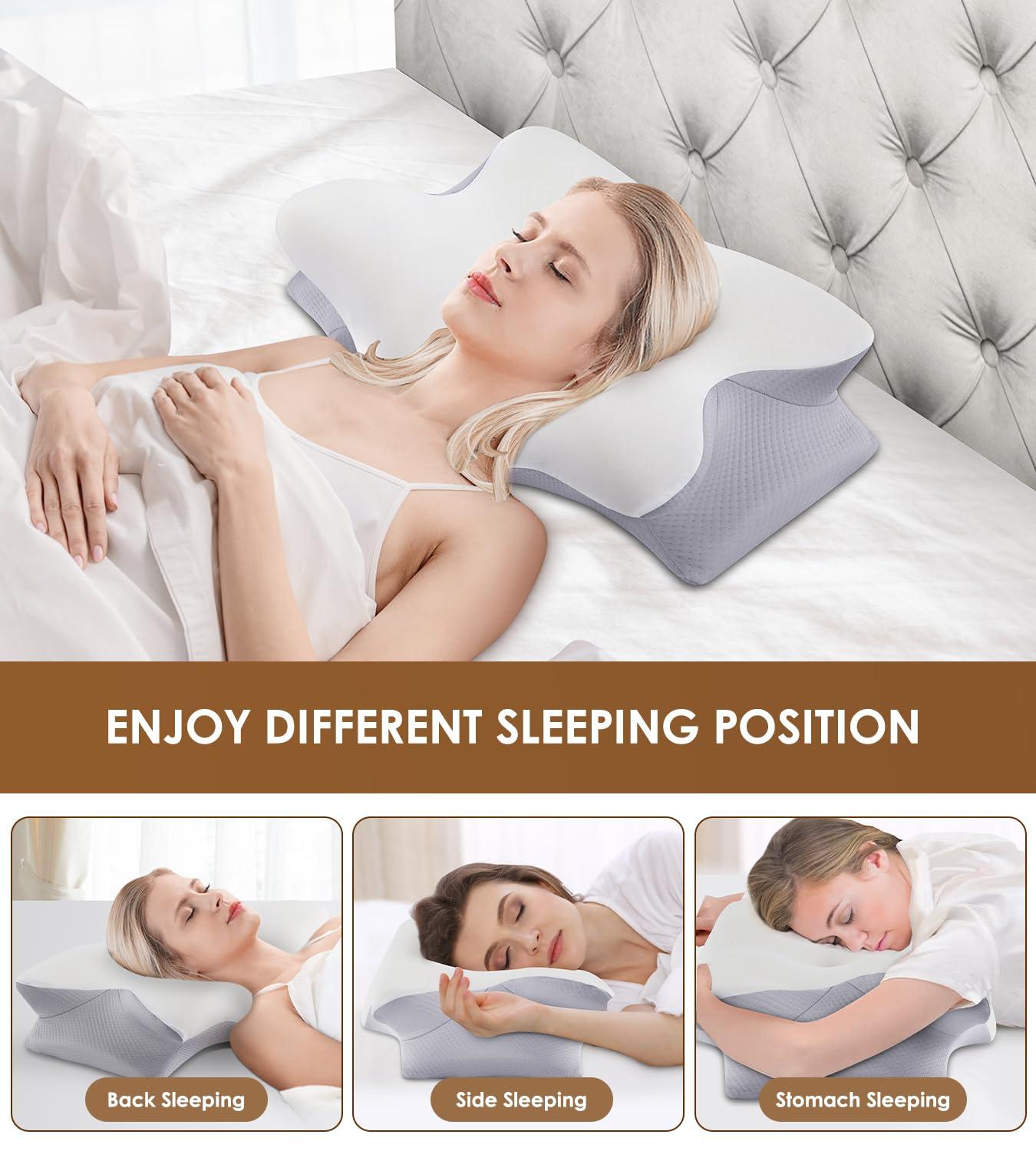 FAIORD Cervical Pillow for Neck and Shoulder, Ergonomic Contour Memory Foam Pillows for Sleeping with Washable Pillowcase, Cooling Neck Support Pillow for Side Back Stomach Sleeper - Image 4