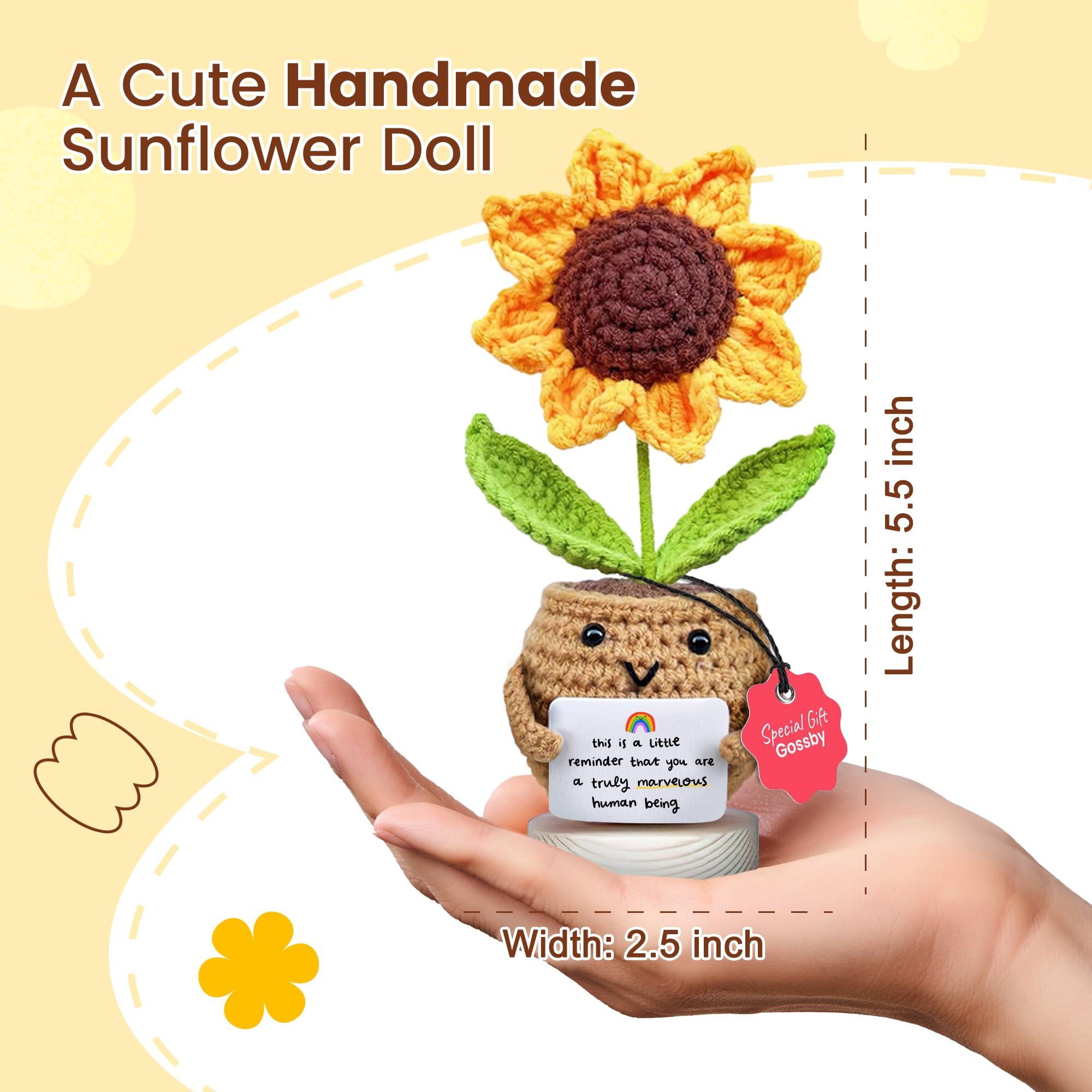 Gossby Positive Sunflower Doll Crochet with Card - This is A Little Reminder - Appreciation Gift for Coworker, Best Friend, Teacher, Sister, Mom - Christmas, Birthday, Thank You Gift for Women, Men - Image 3